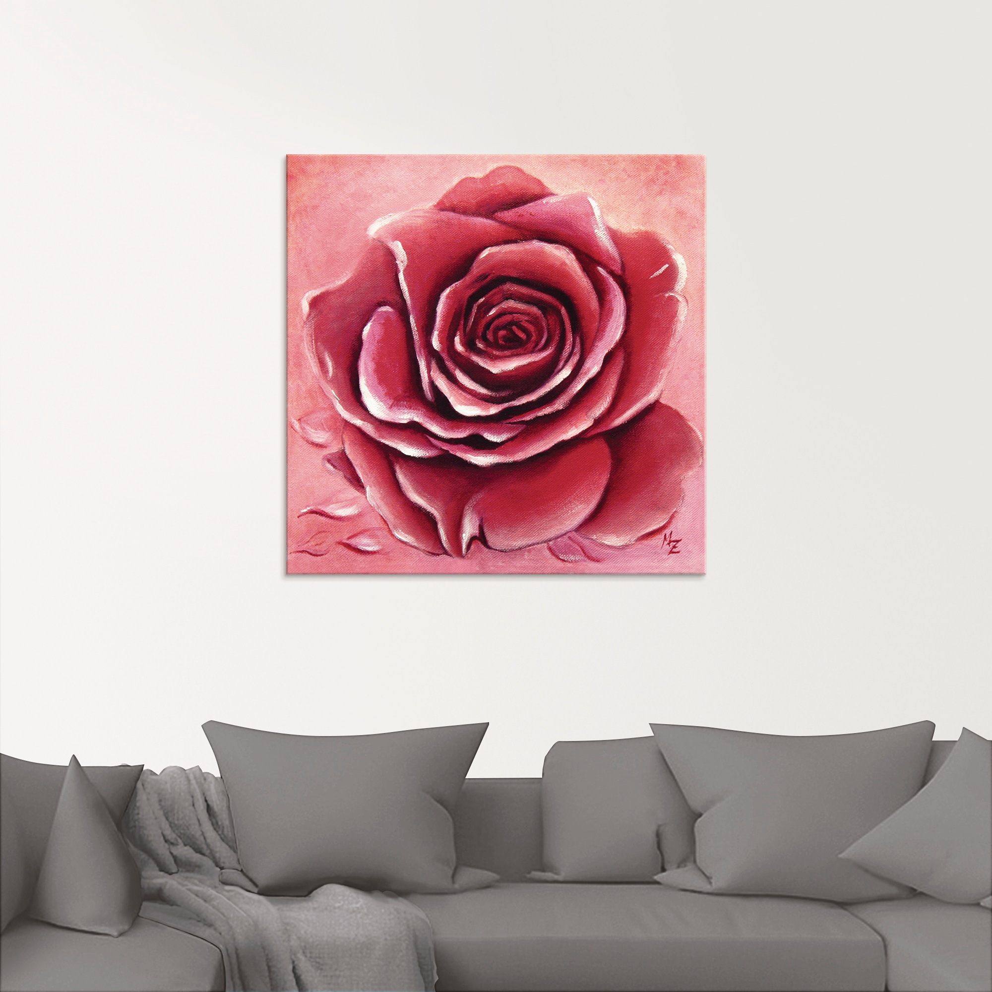 Artland Glasbild »Rote Rose handgemalt« Blumen 1 Stk. tlg. in verschiedenen Grössen