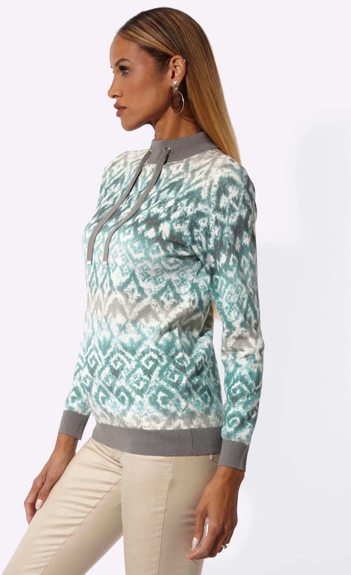 creation L Pull à col montant »Druck-Pullover«