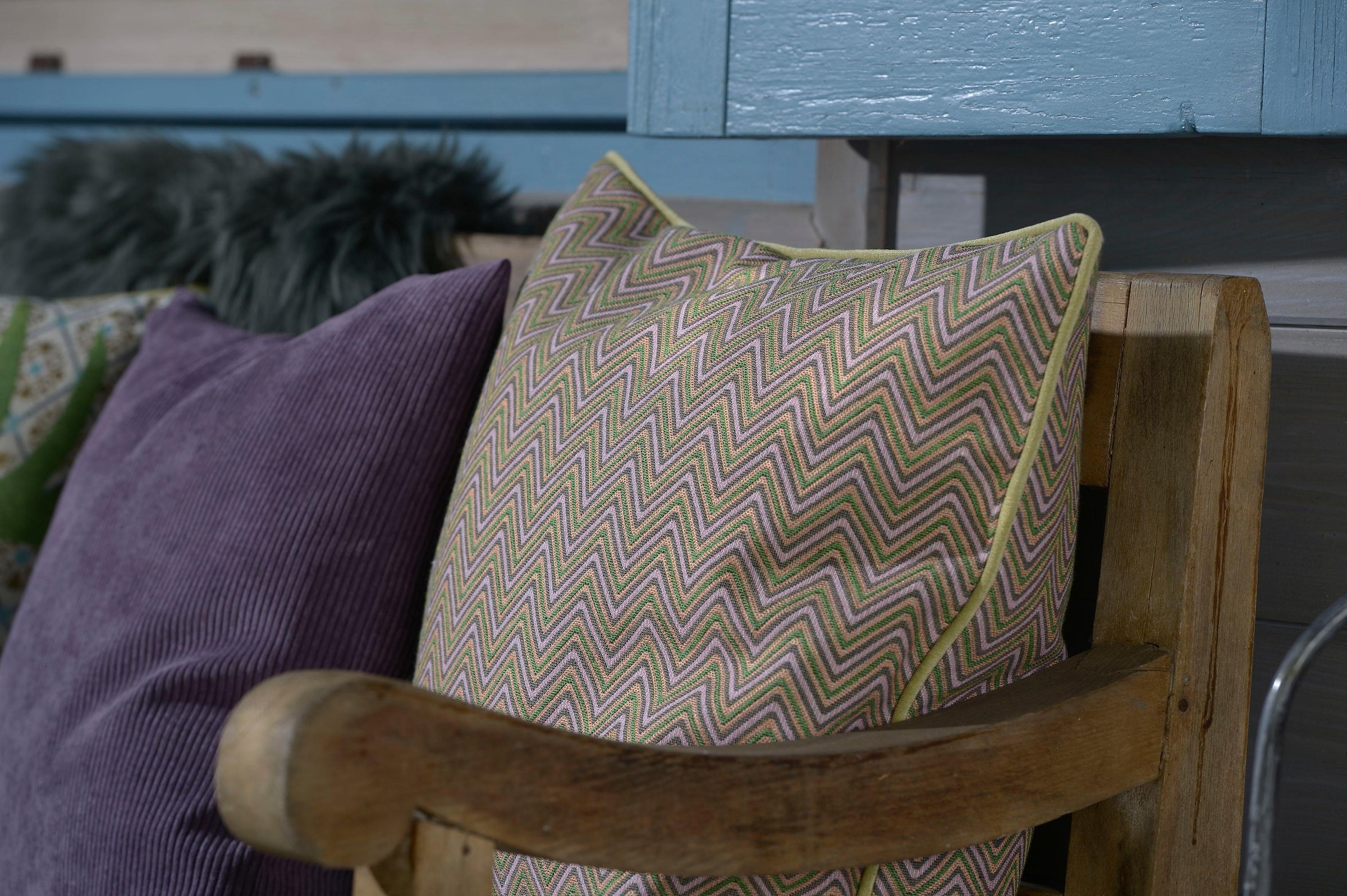 H.O.C.K. Dekokissen »Harry Leola« mit Zick-Zack-Muster, Kissenhülle mit Füllung, 1 Stück