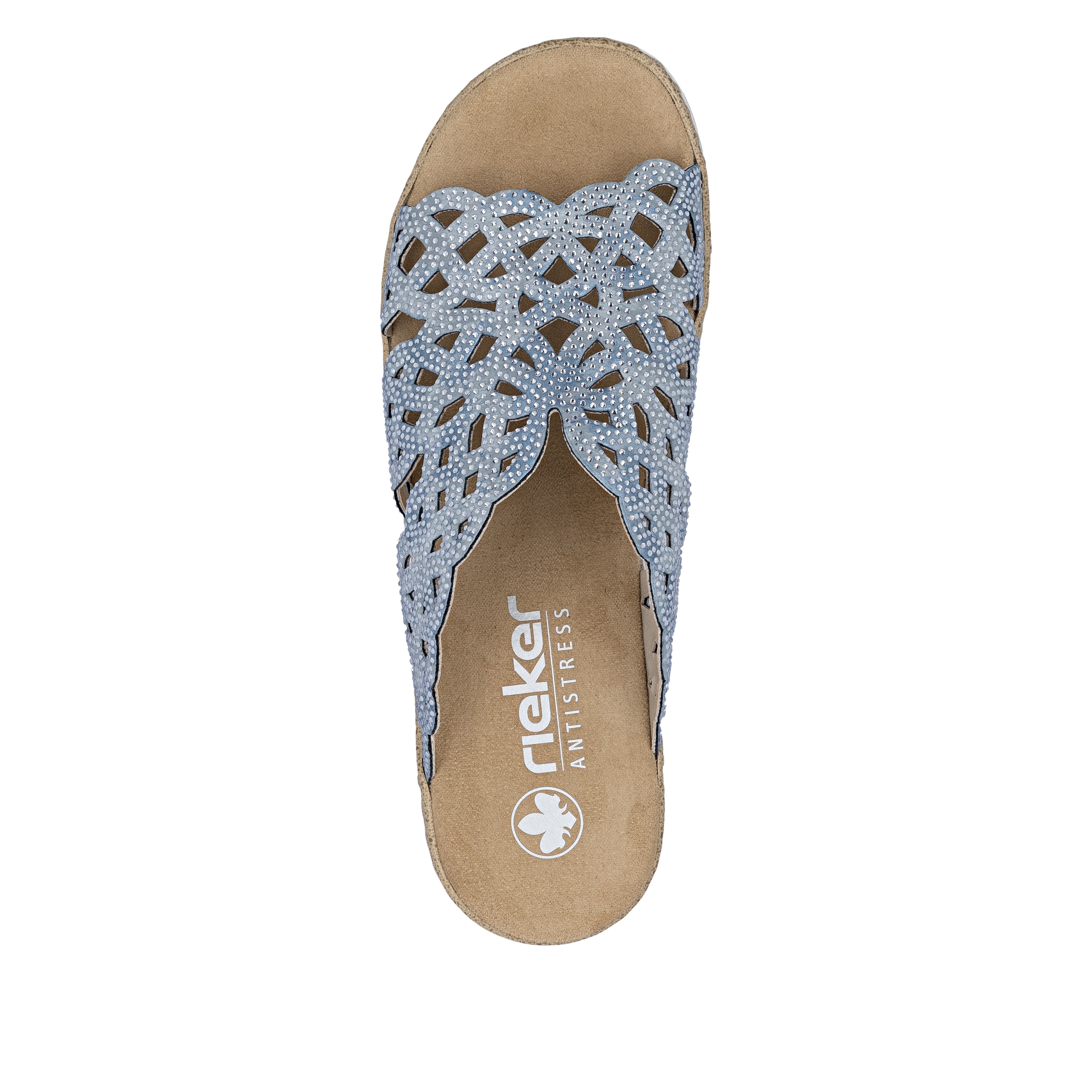 Rieker Pantolette  Sommerschuh, Strandschuh, Hausschuh, Keilabsatz, mit Strass-Steinchen