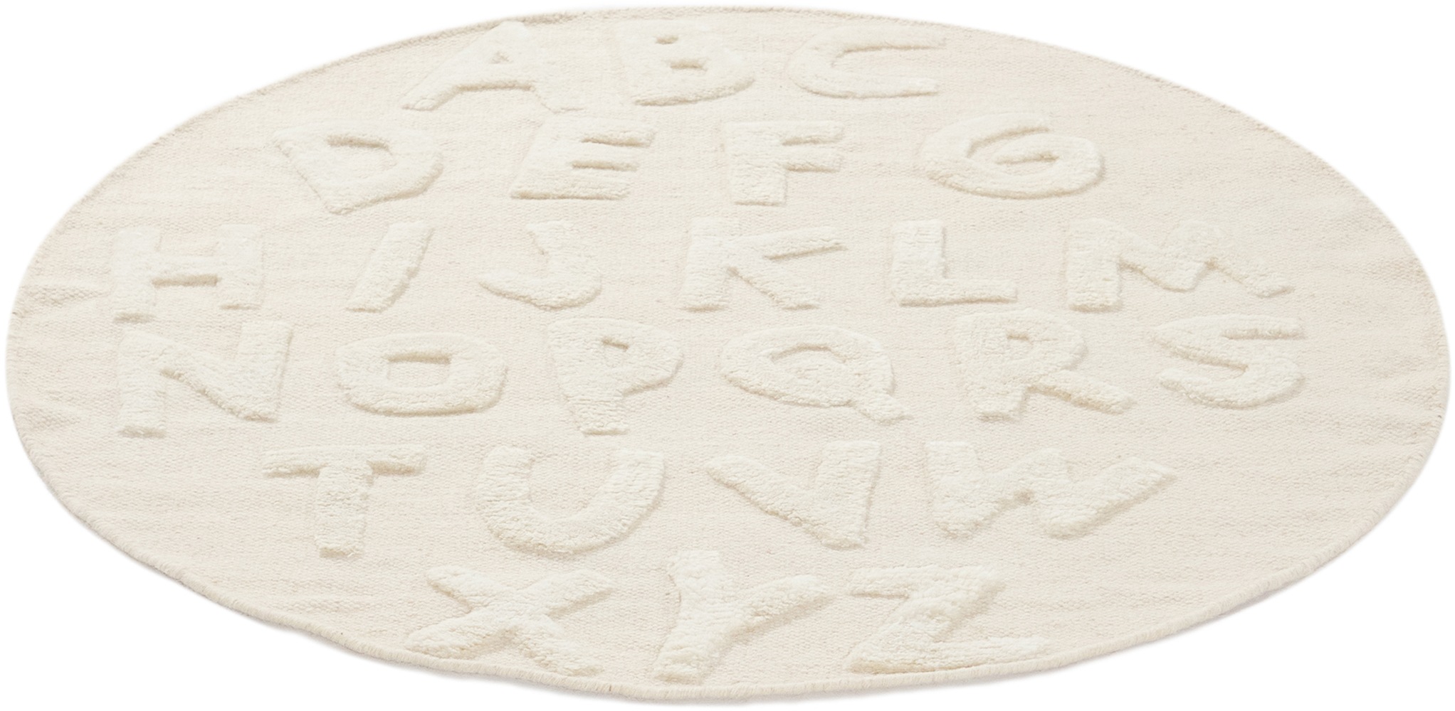 carpetfine Tapis pour enfants »ABC Alphabet« Rond 0,6 mm Höhe