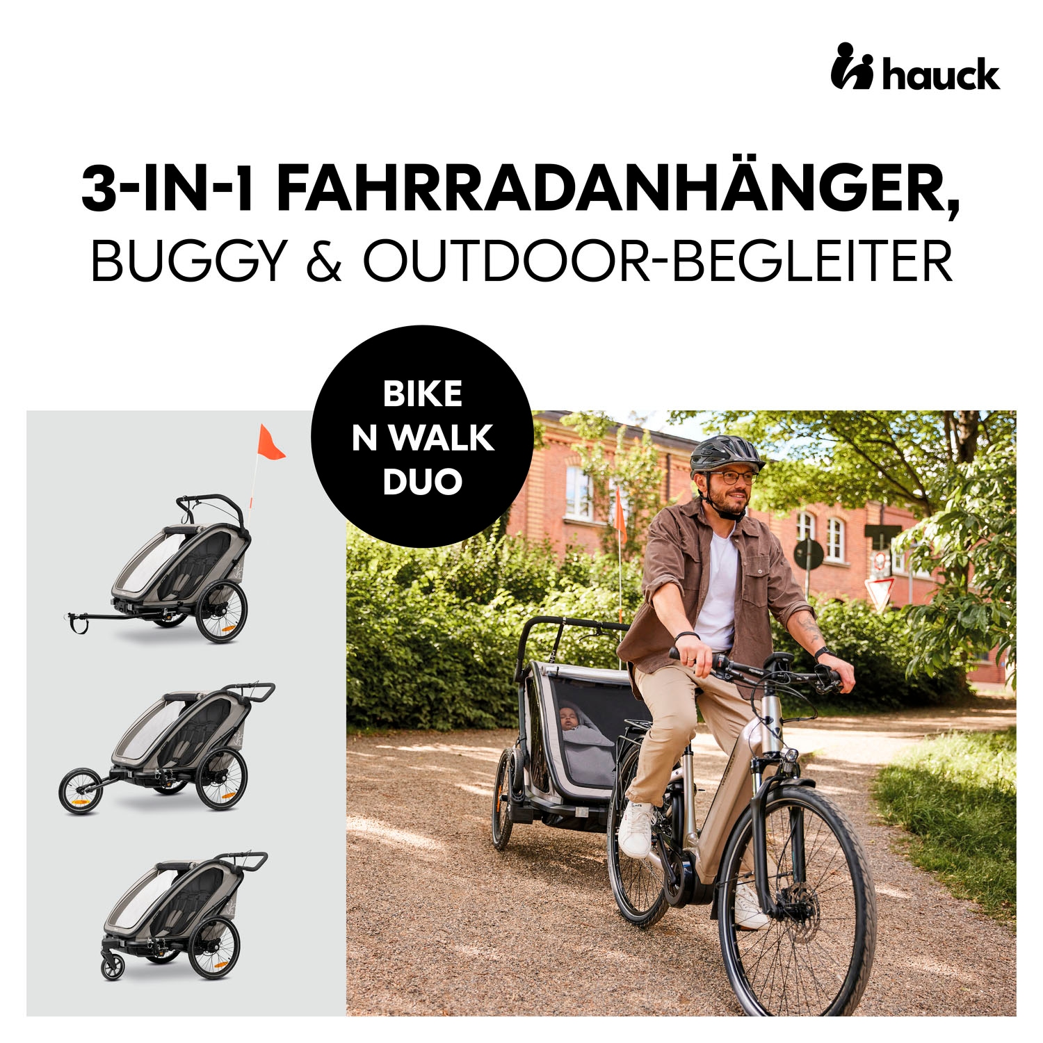 Hauck Fahrradkinderanhänger »Bike N Walk Duo« für 2 Kinder, inkl. Deichsel