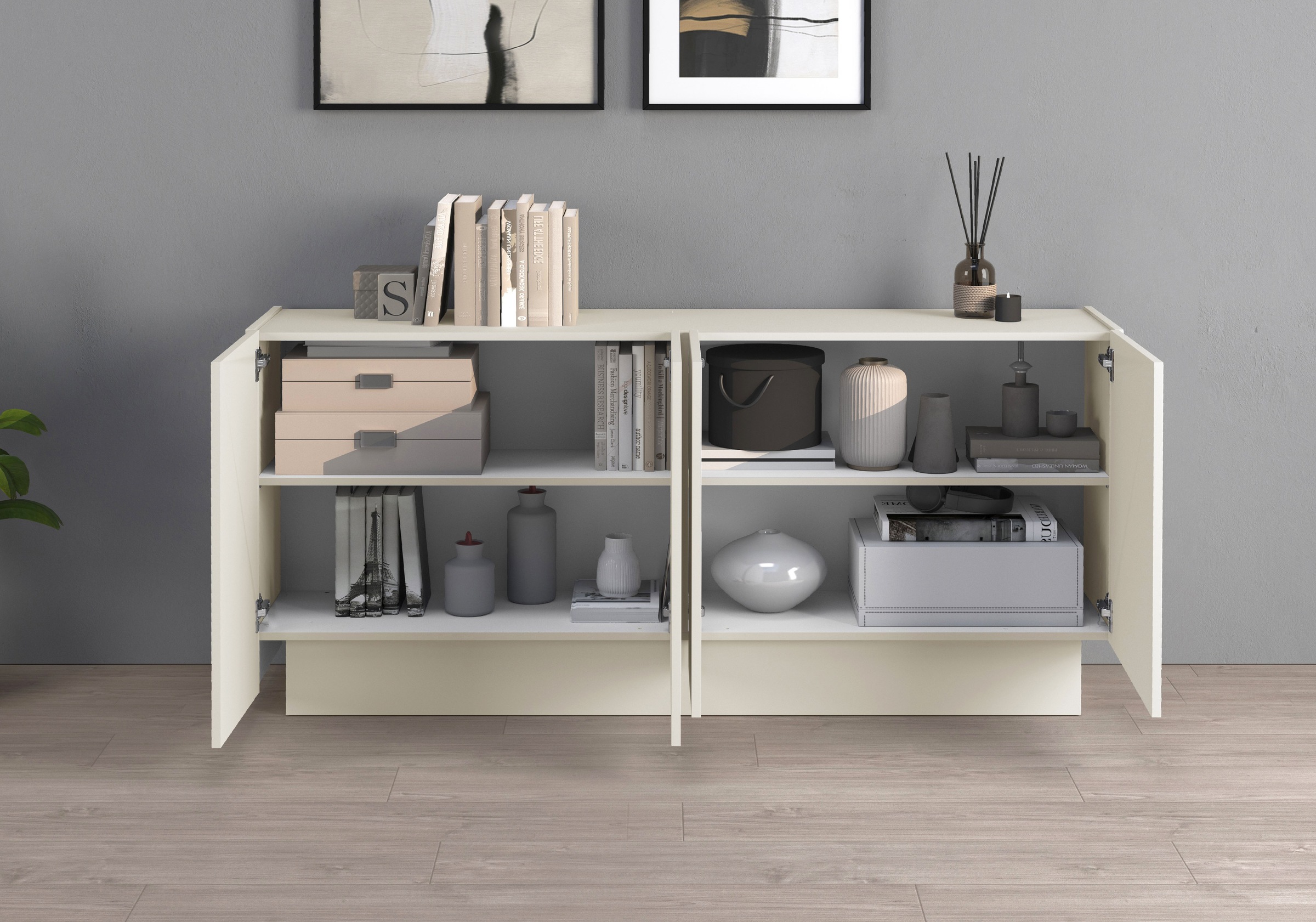 INOSIGN Sideboard »VELA, Sideboard, Breite 160 cm, Design mit schrägen Türen« 1 cuis tlg. Made in Italy, Masse-B/T/H: 160x35x75,Sideboard, Anrichte, Kommode