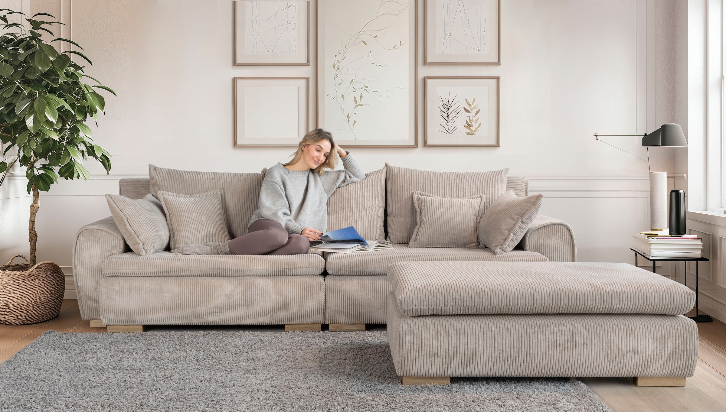 Home affaire Big-Sofa »Katja, B: 275 cm« Mega-Sofa mit 4 Zierkissen