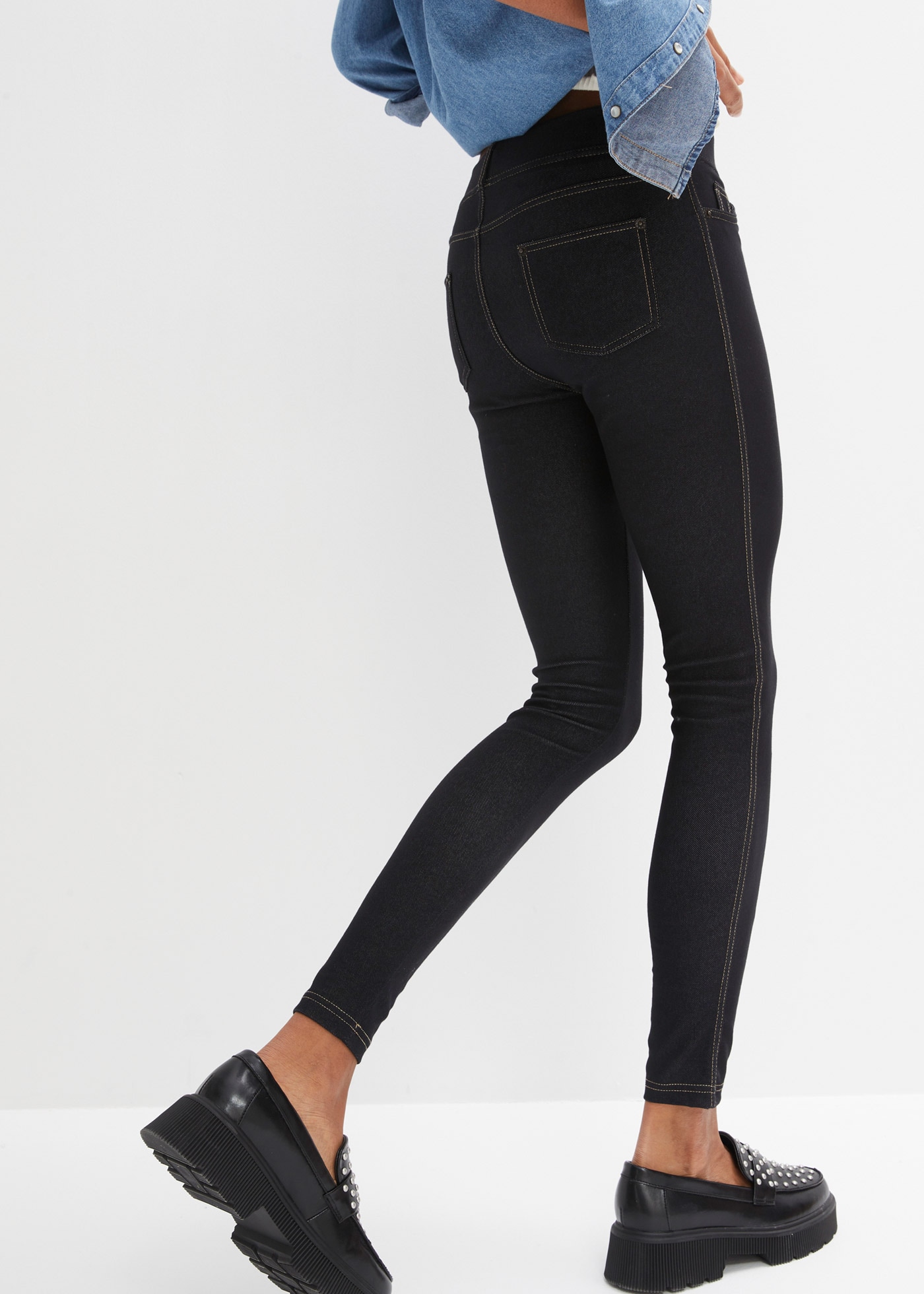 bonprix Leggings  Leggings in Jeansoptik aus Baumwoll-Mix, mit Taschen