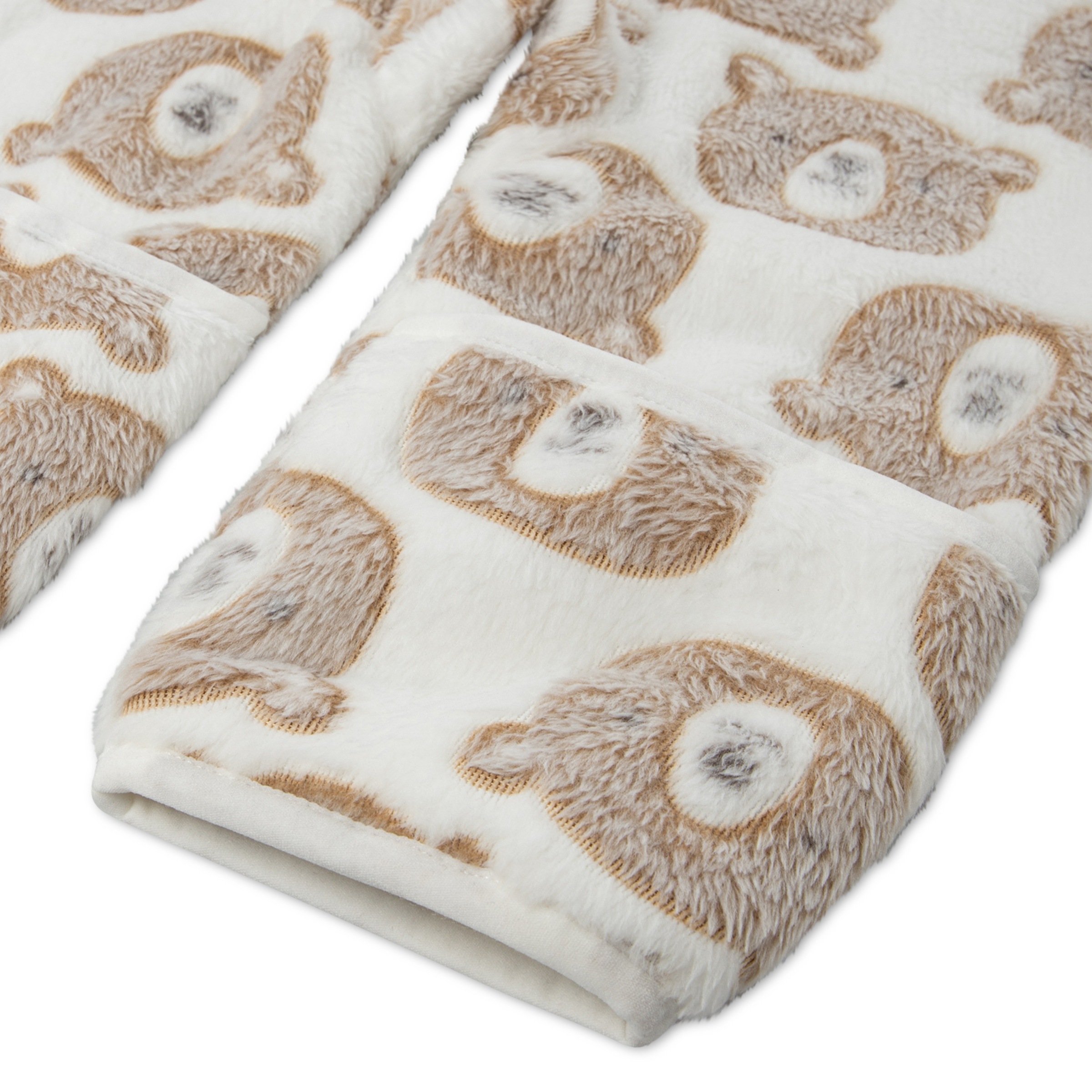 HUGGIES babywear Strampler »HUGN JACQUARD SHERPA PRAM« mit durchgehendem Reissverschluss - Teddymotiv / mit Kapuze