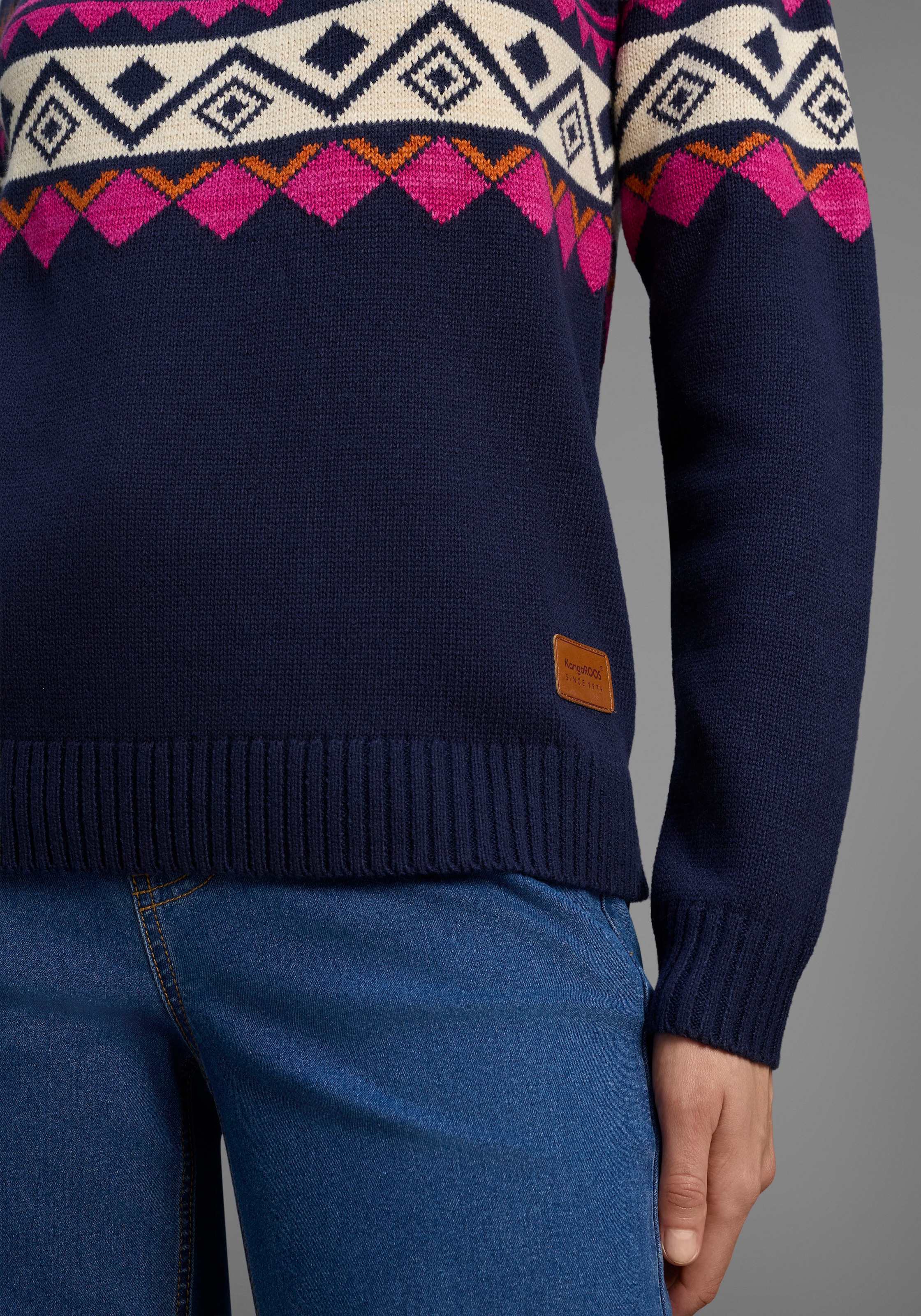 KangaROOS Norwegerpullover , mit schönem Muster und hohem Rippkragen
