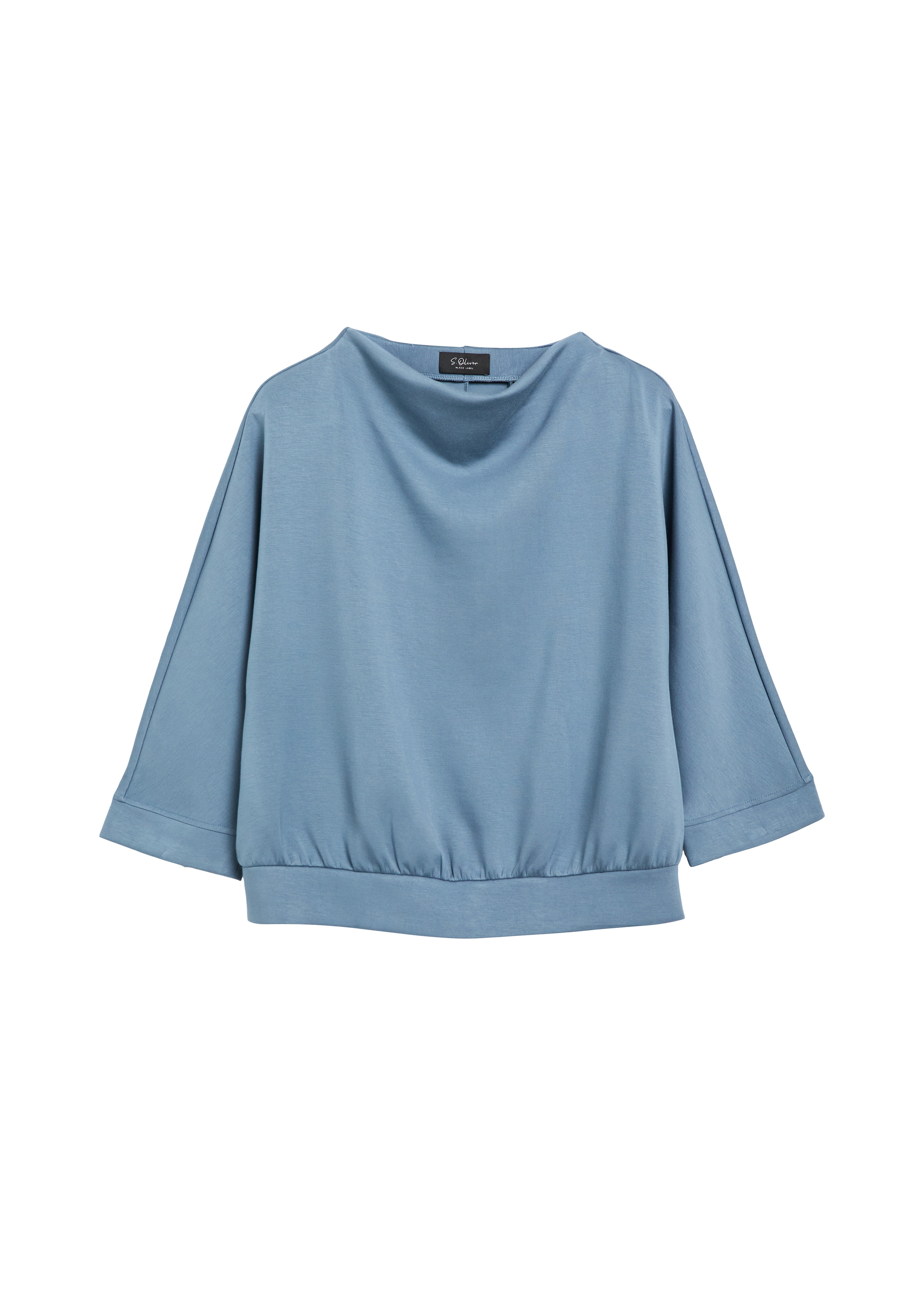 s.Oliver BLACK LABEL Sweat-shirt long , Shirt mit Wasserfallkragen und 3/4-Arm
