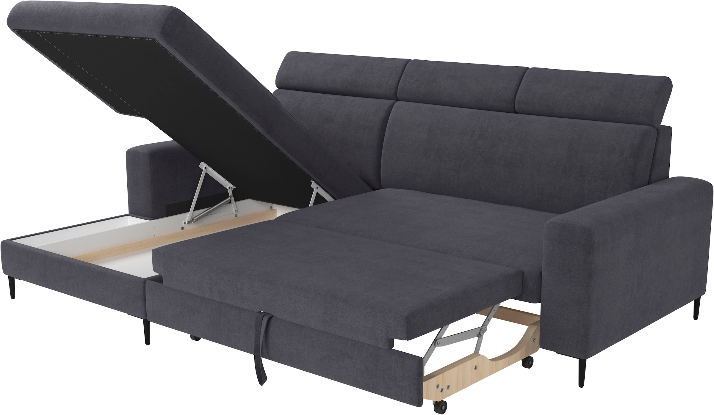 Trends by HG Canapé d'angle »Nizza, L-Form, B: 250cm« Schlaffunktion + Bettkasten