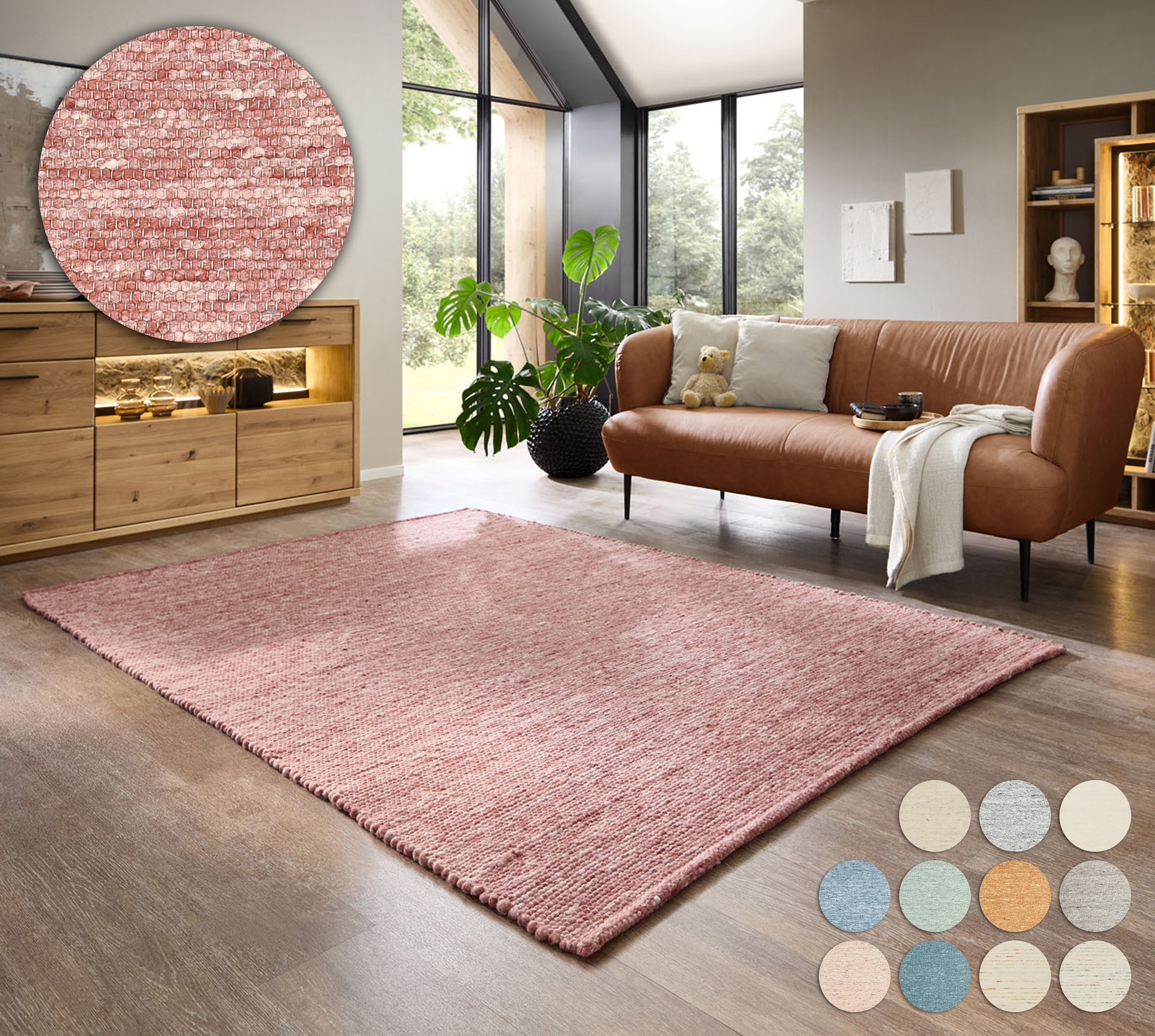 GOODproduct Tapis en laine »Pirker« Rectangulaire 12 mm Höhe Wendeteppich, meliert, reine Wolle, handgewebt, Scandi, Wohnzimmer