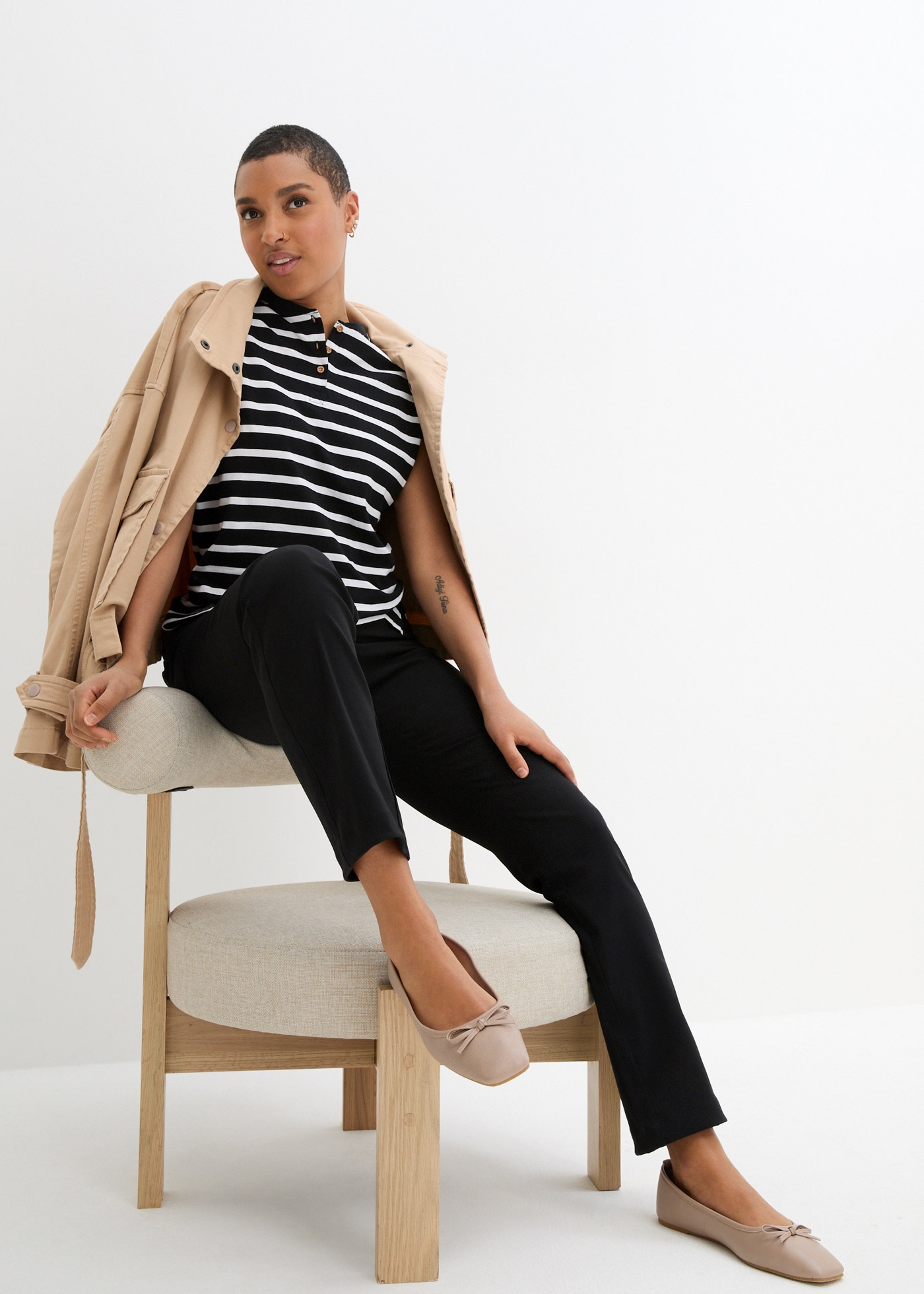 bonprix Pantalon stretch »Bengalin-Stretch-Hose mit Bequembund, Straight«  aus Polyester, Viskose und Elasthan, mit Bequembund, Regular Fit