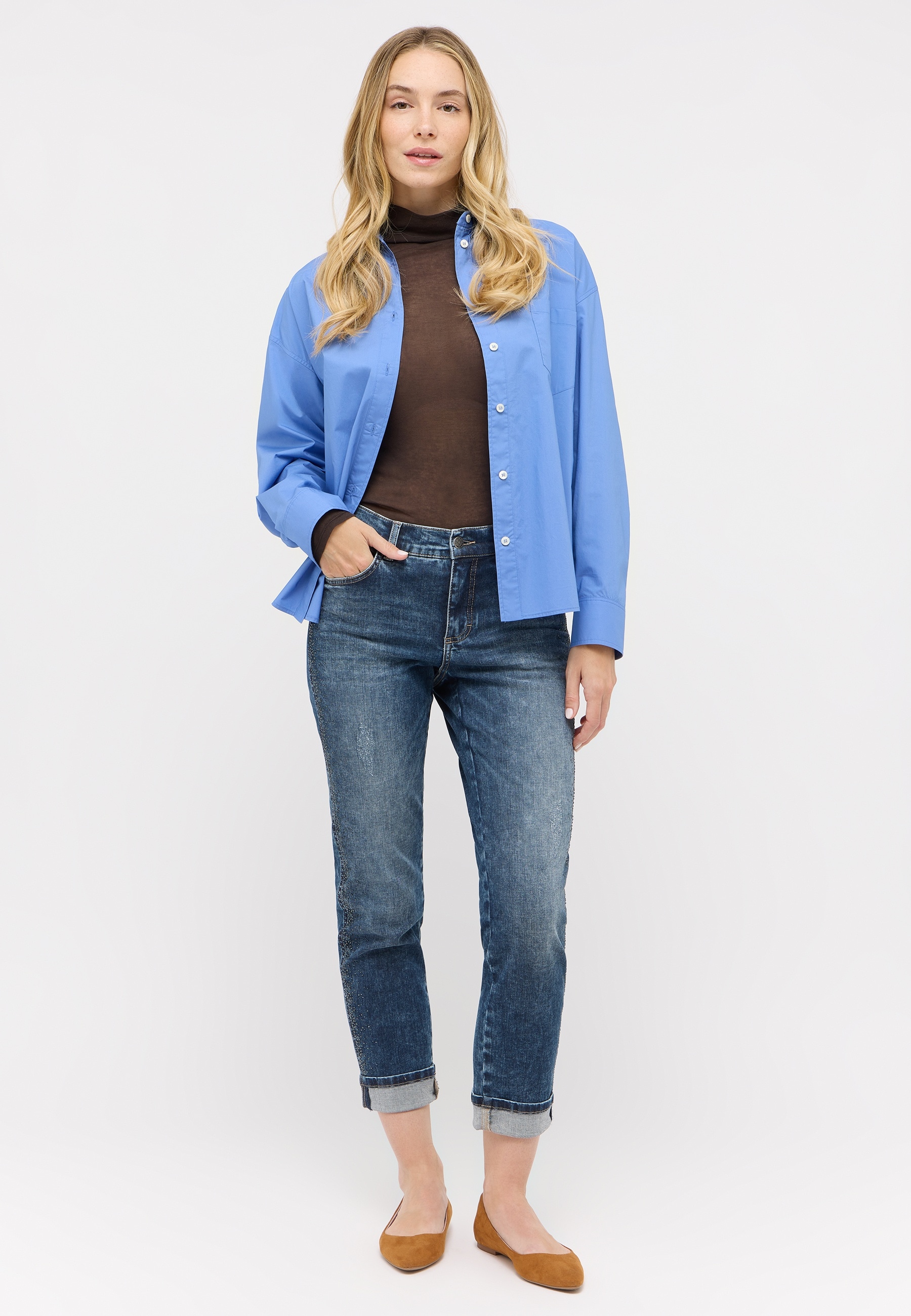ANGELS Jeans 7/8 »DARLEEN SPARKLE« avec ourlet retourné, coupe droite, denim stretch