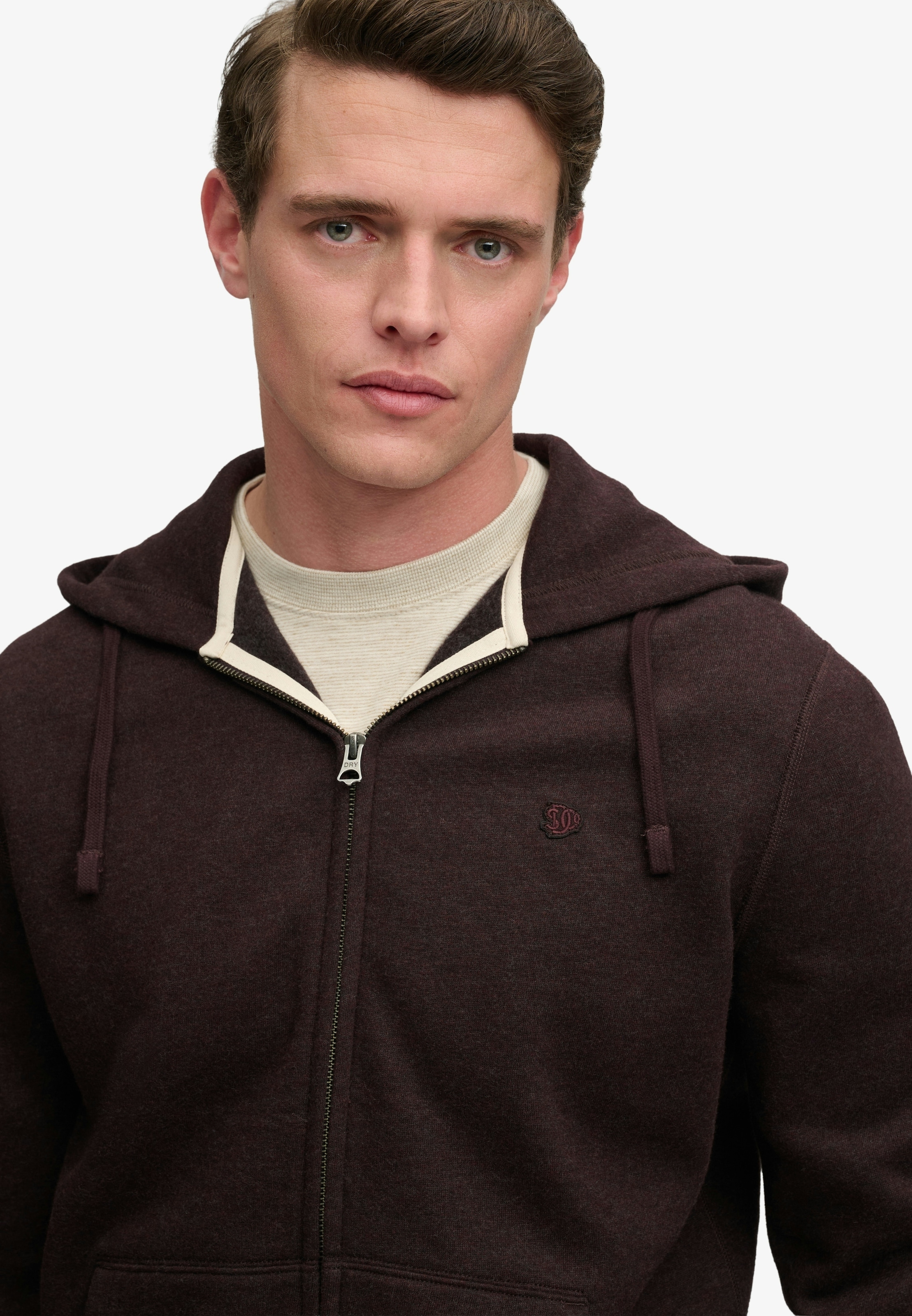 Superdry »ESSENTIAL SDCO LOGO ZIPHOOD« mélange coton, coupe régulière