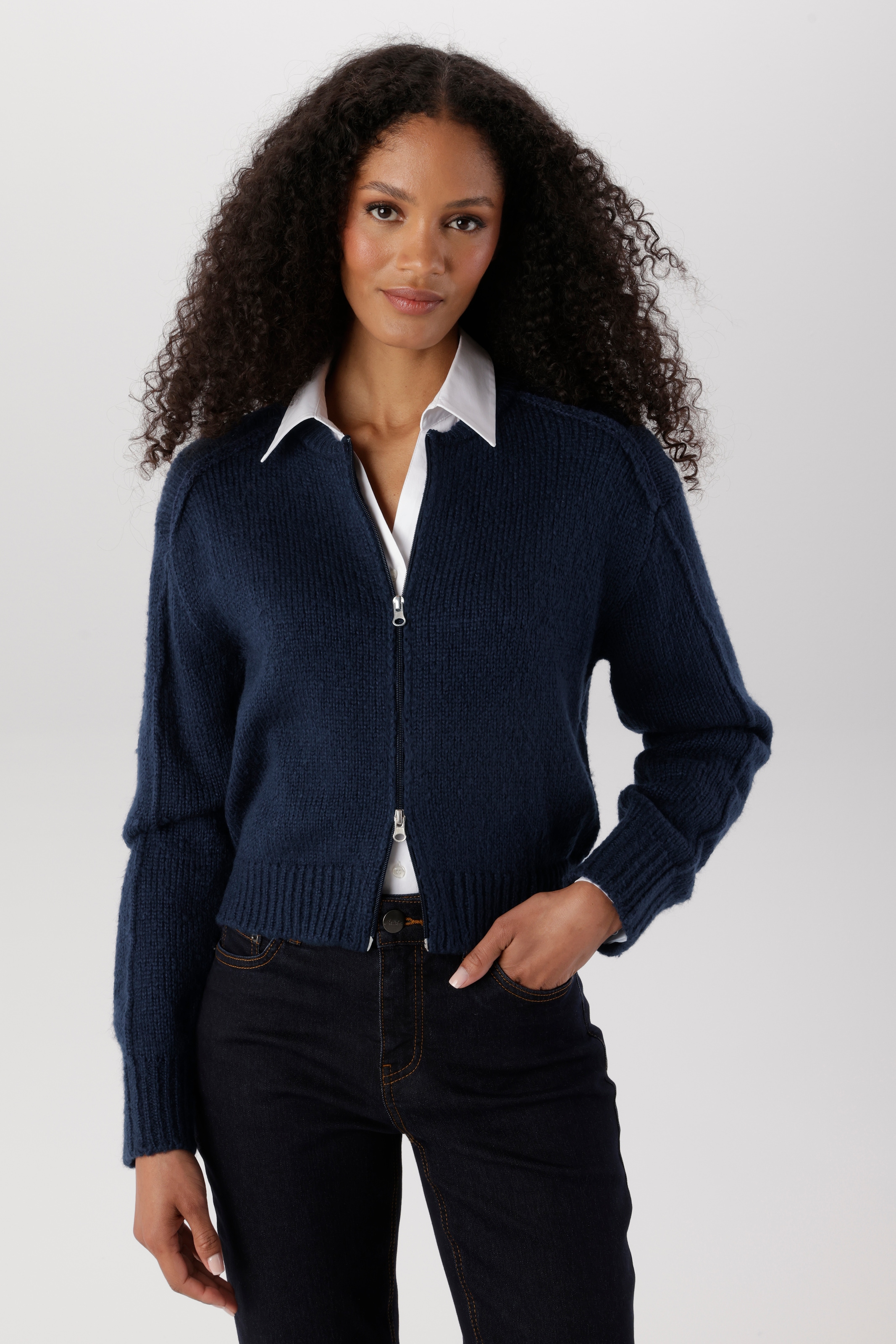 Aniston SELECTED Strickjacke Blousonform und Zwei-Wege-Reissverschluss NEUE KOLLEKTION