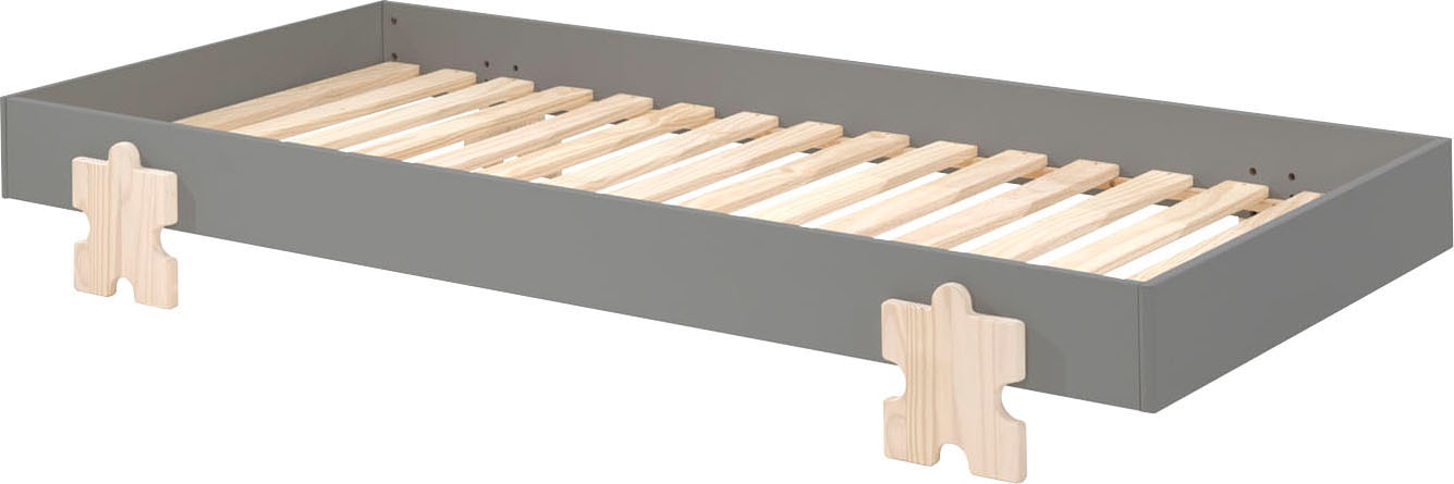 Vipack Lit d'enfant »Modulo, stapelbares Einzelbett, inkl. Rolllattenrost, 2 Farben« L/H/P env. 203,6x93,8x48 cm, pieds puzzle massif, côtés lit MDF laqué,  surface de couchage 90/200 cm, disponible à l'unité ou en lot de 2