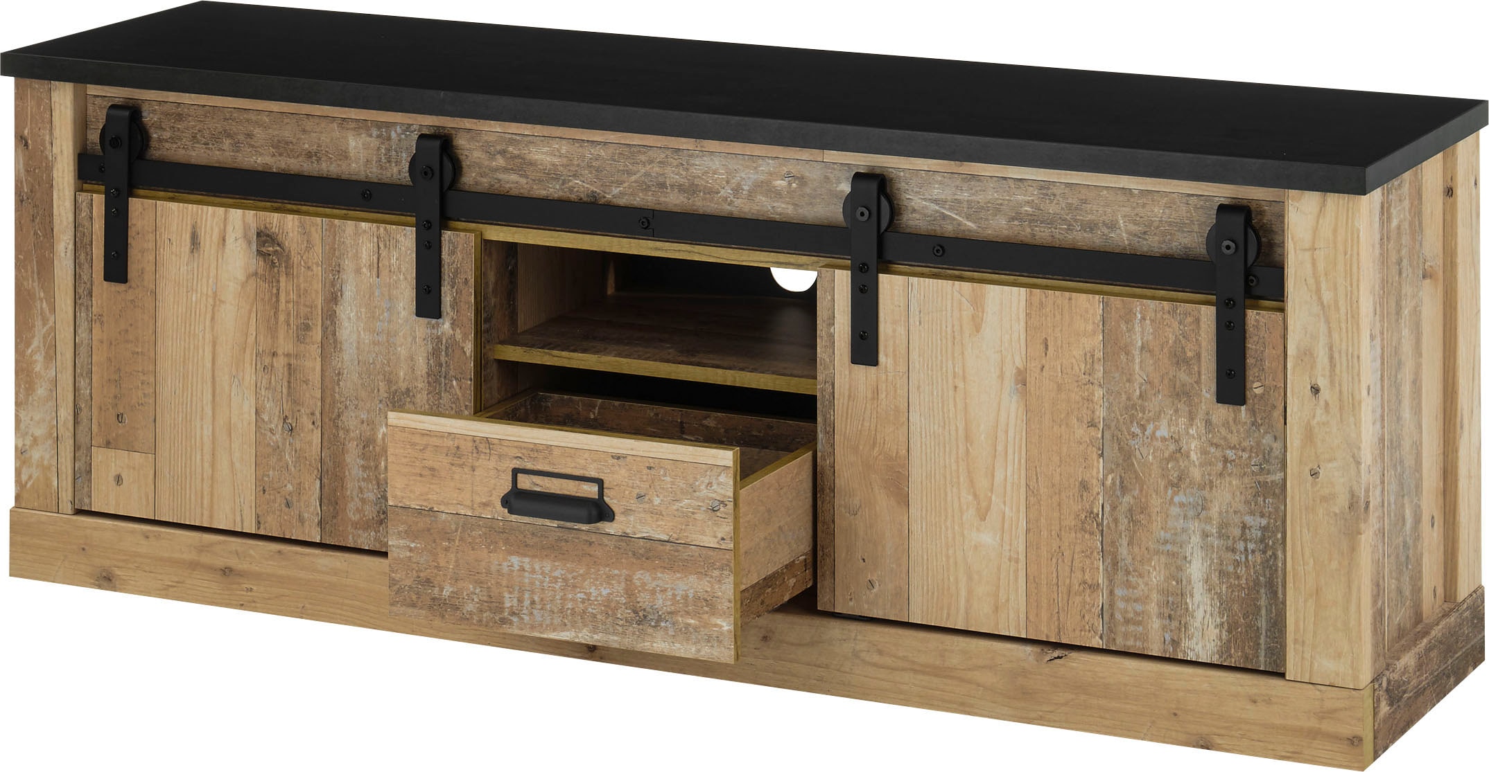 Home affaire Meuble mural »Sherwood, Anbauwand im Industrial-Style, Komplettset, Wohnzimmer-Set« 4 cuis tlg.