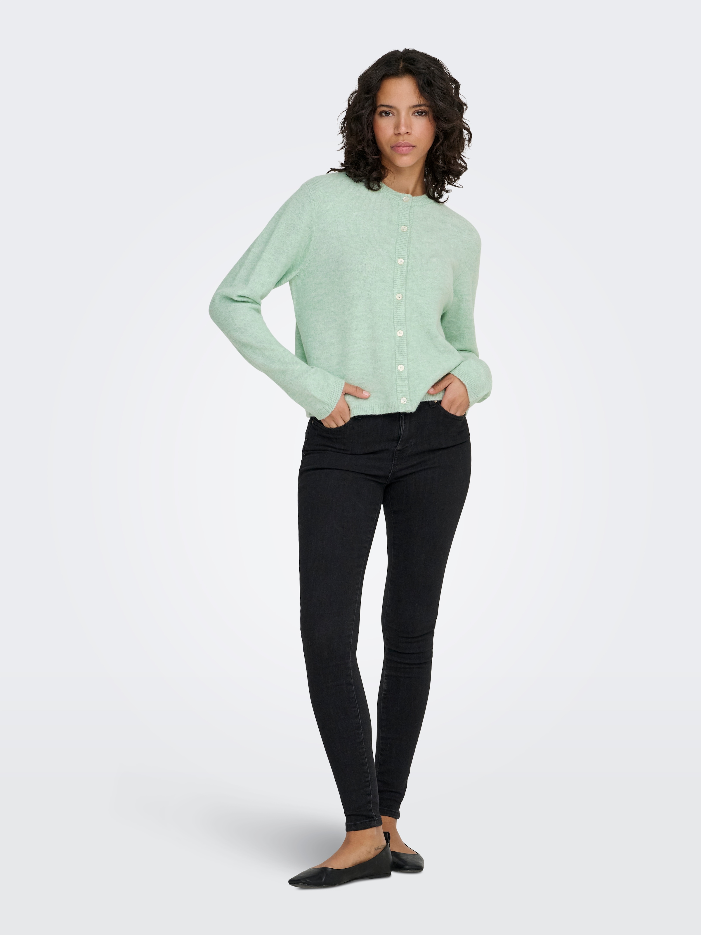 ONLY Veste en tricot »ONLSIMONI L/S O-NECK CARDIGAN KNT NOOS« mélange de matières, coupe décontractée