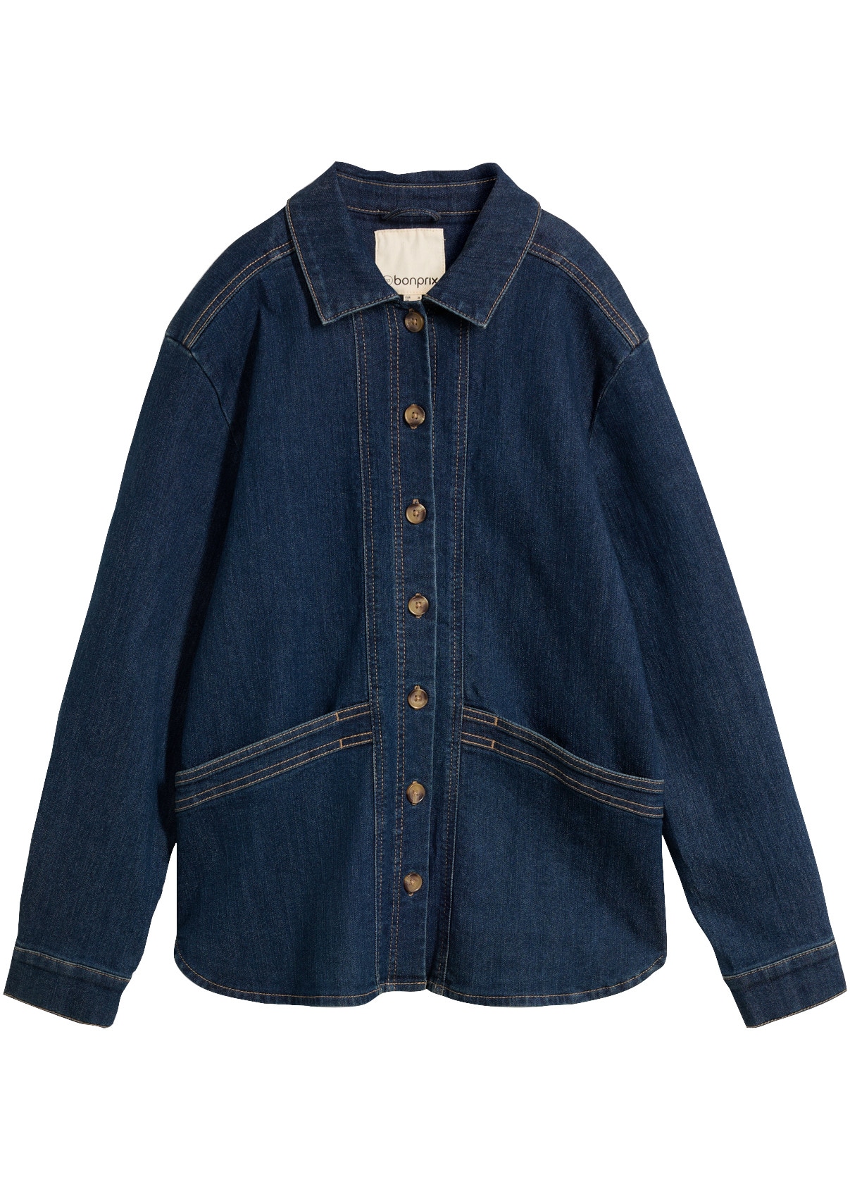 bonprix Veste en jean Coupe régulière, manches longues, en coton, style décontracté