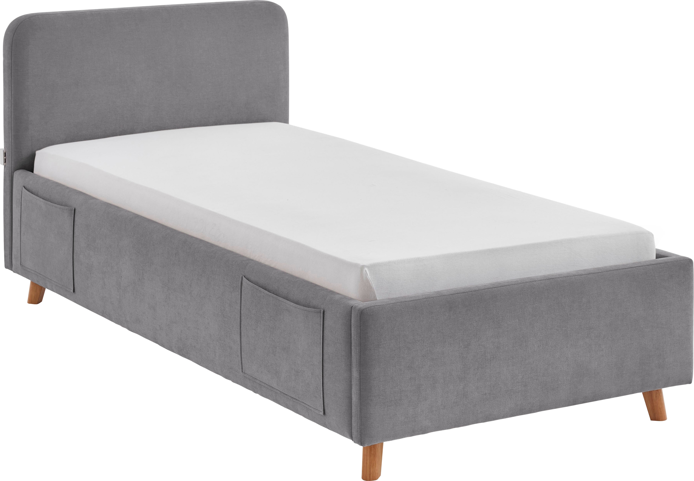 meise.möbel Lit d'enfant »COSY in de Breiten 90, 120 & 140 erhältlich, wahlweise mit Bettkasten« disponible avec pied en bois noir ou chêne, incl. prise USB