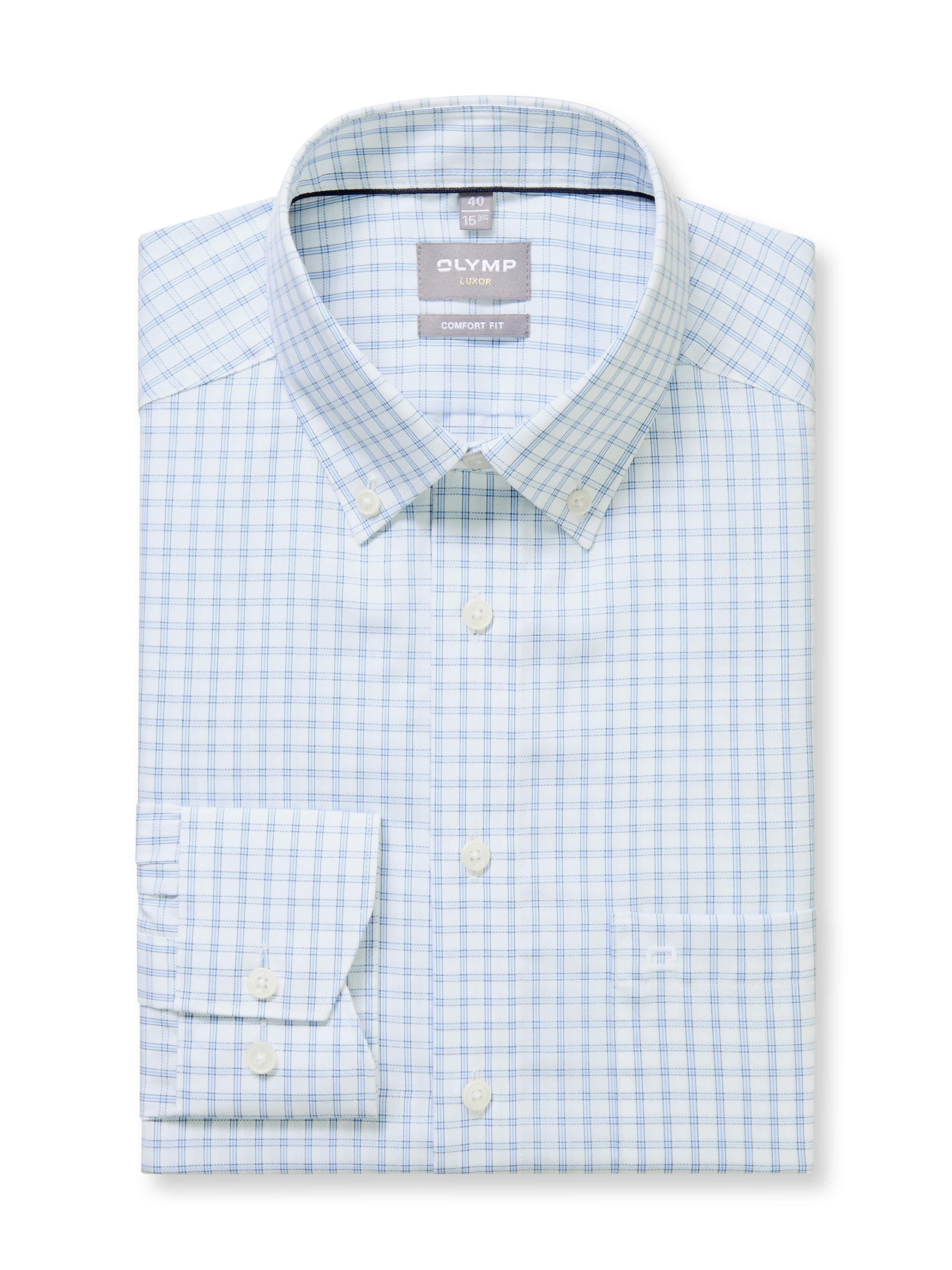 OLYMP Chemise à manches longues Businesshemd, kariert, Button-down-Kragen, comfort fit, formbeständig