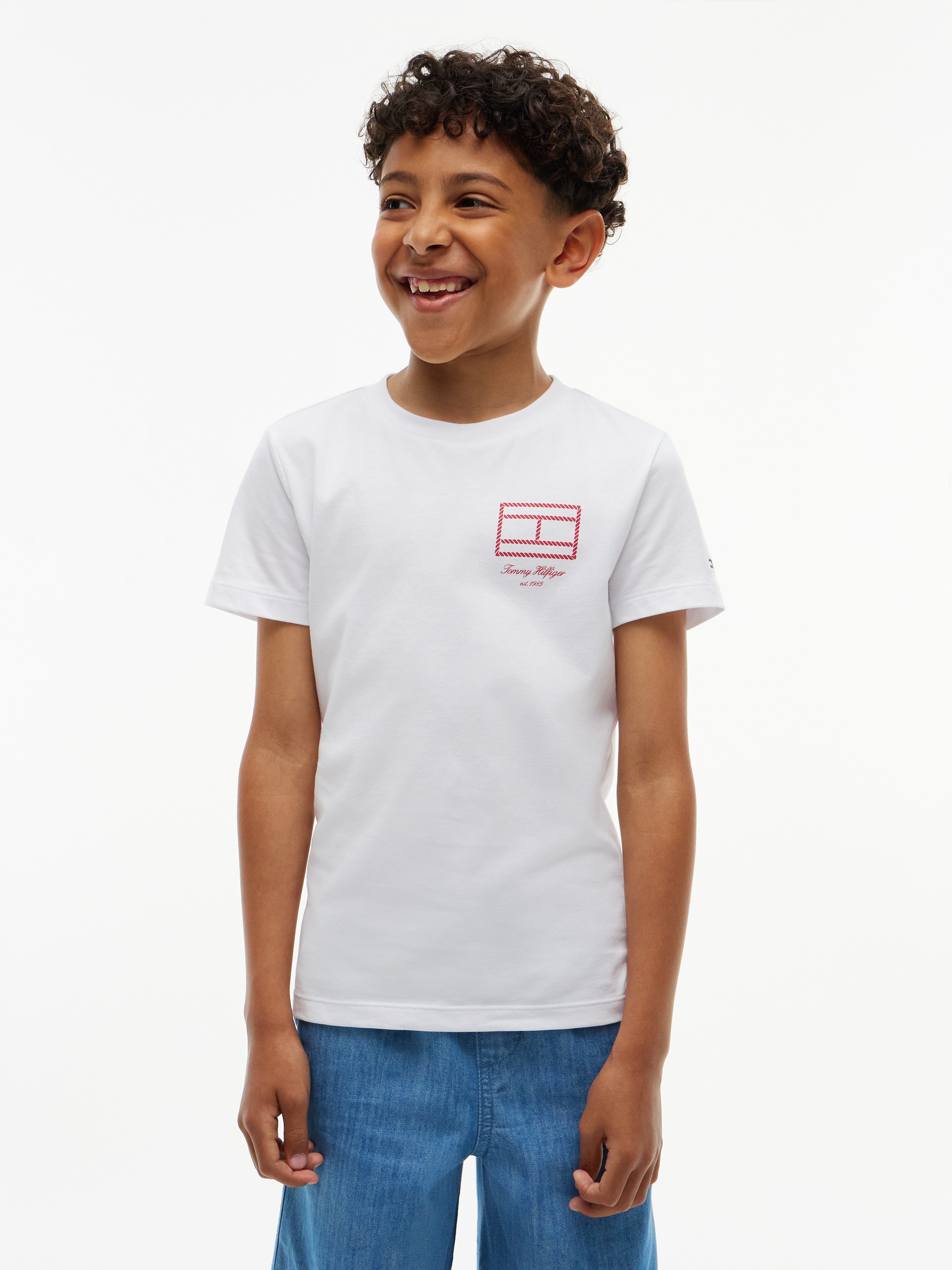 Tommy Hilfiger T-shirt col rond, coupe Regula, coton pur, enfants jusqu'à 16 ans