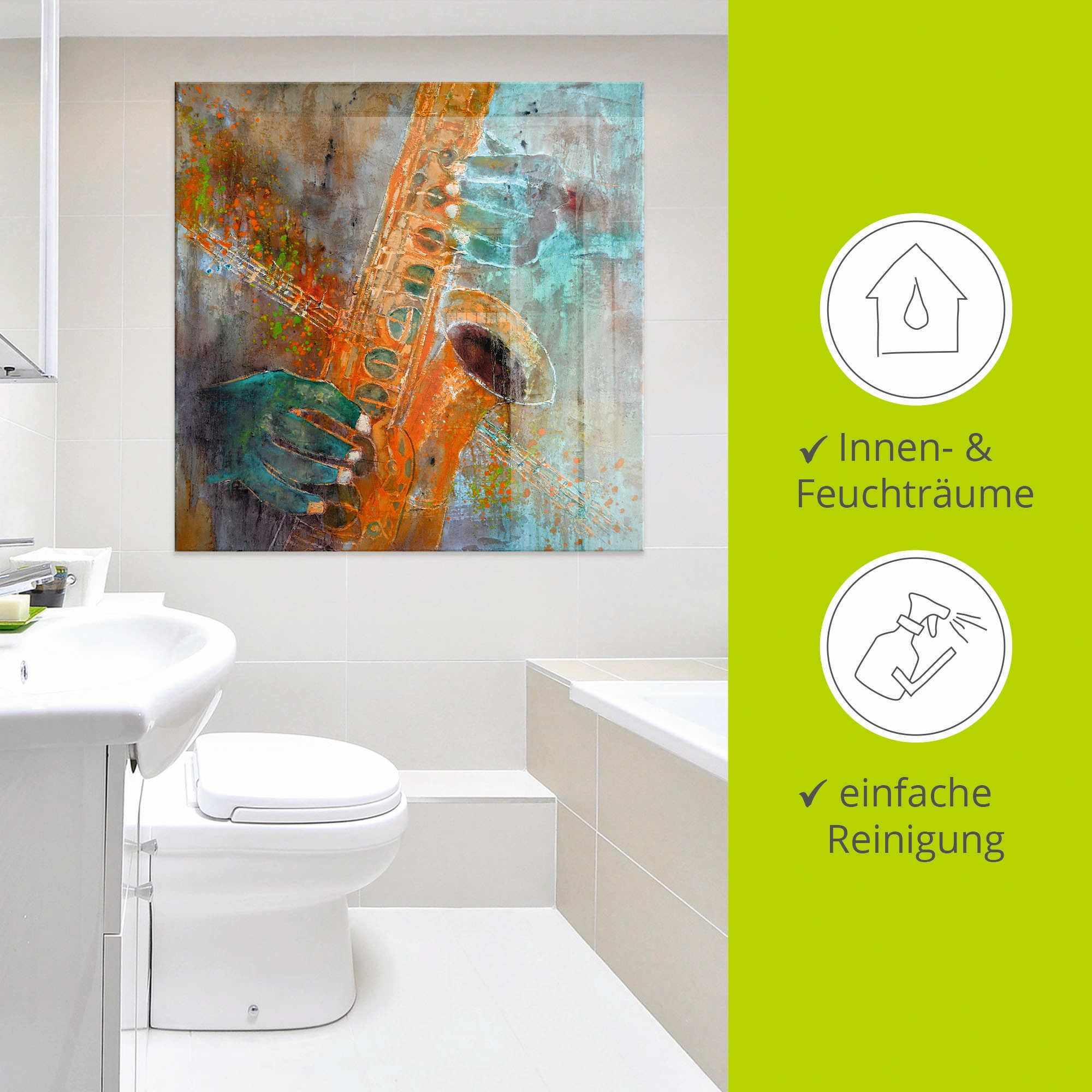 Artland Tableau en verre »Ein Saxofon« Instruments 1 cuis tlg. disponible en différentes tailles