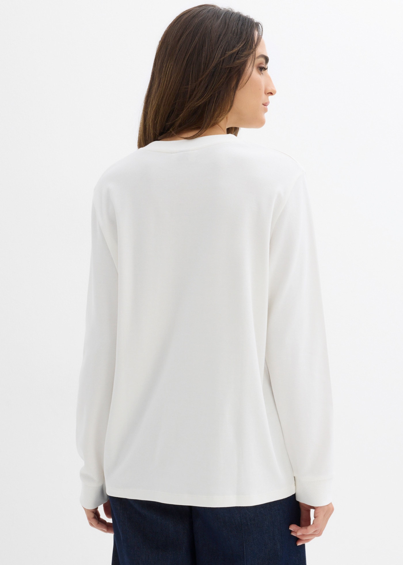 bonprix T-shirt à manches longues coupe oversize, en coton pur, style décontracté