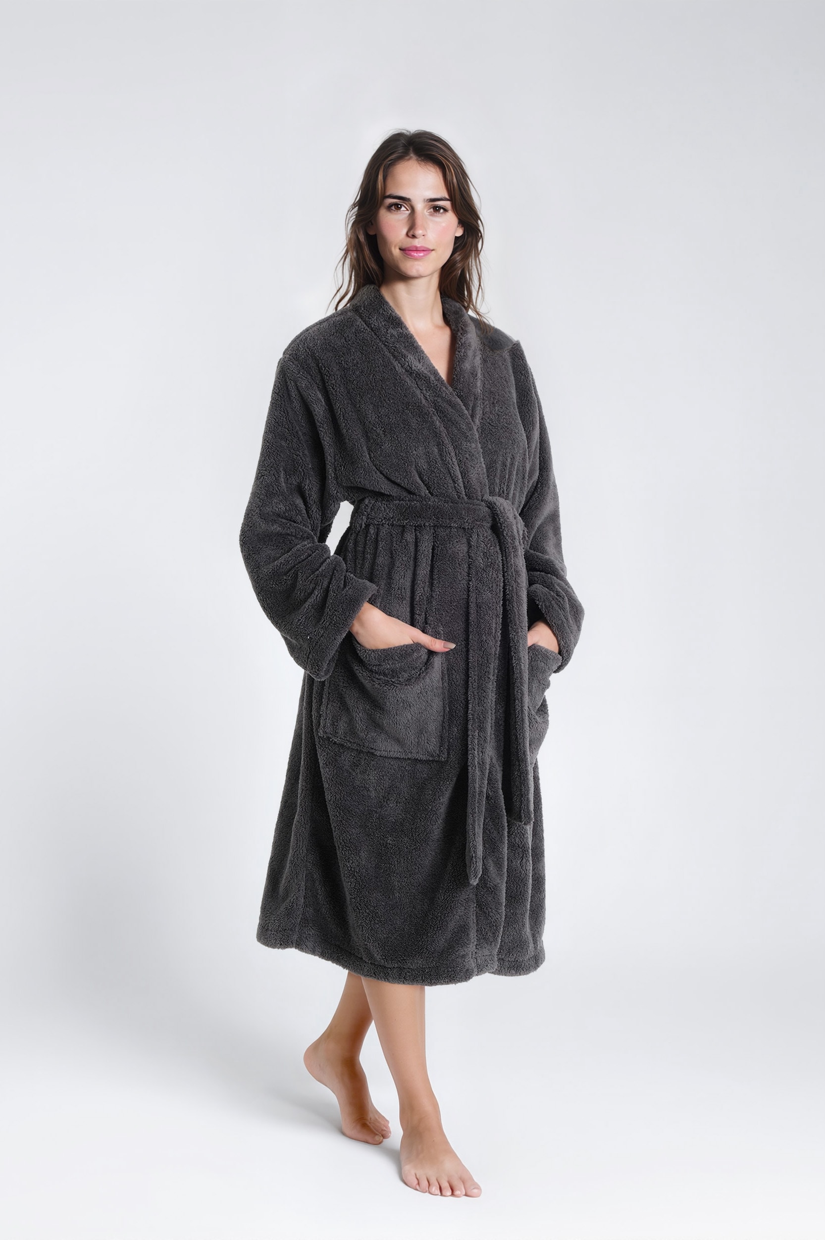 my home Unisex-Bademantel »Lillou Kimono, ideal für Sauna & Spa, Hotelbademantel, Morgenmantel« 1 Stk. tlg., kuschelig weicher Fleece, plüsch, für Damen und Herren, XS-3XL