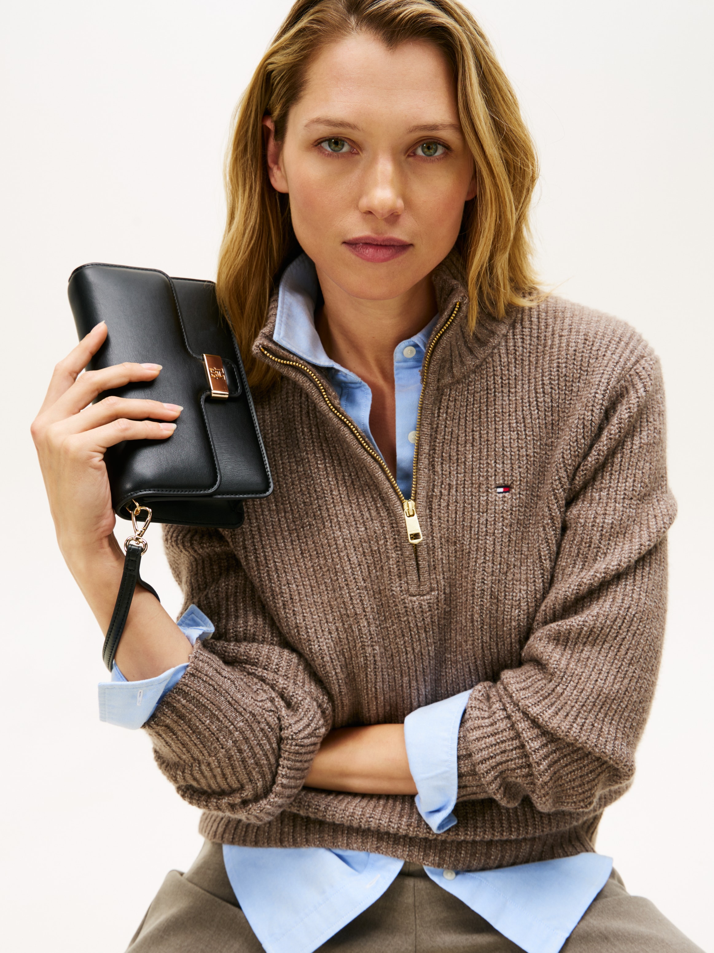 Tommy Hilfiger Pochette »TH HERITAGE CLUTCH« mini sac, sac de soirée, sac bandoulière avec chaîne dorée