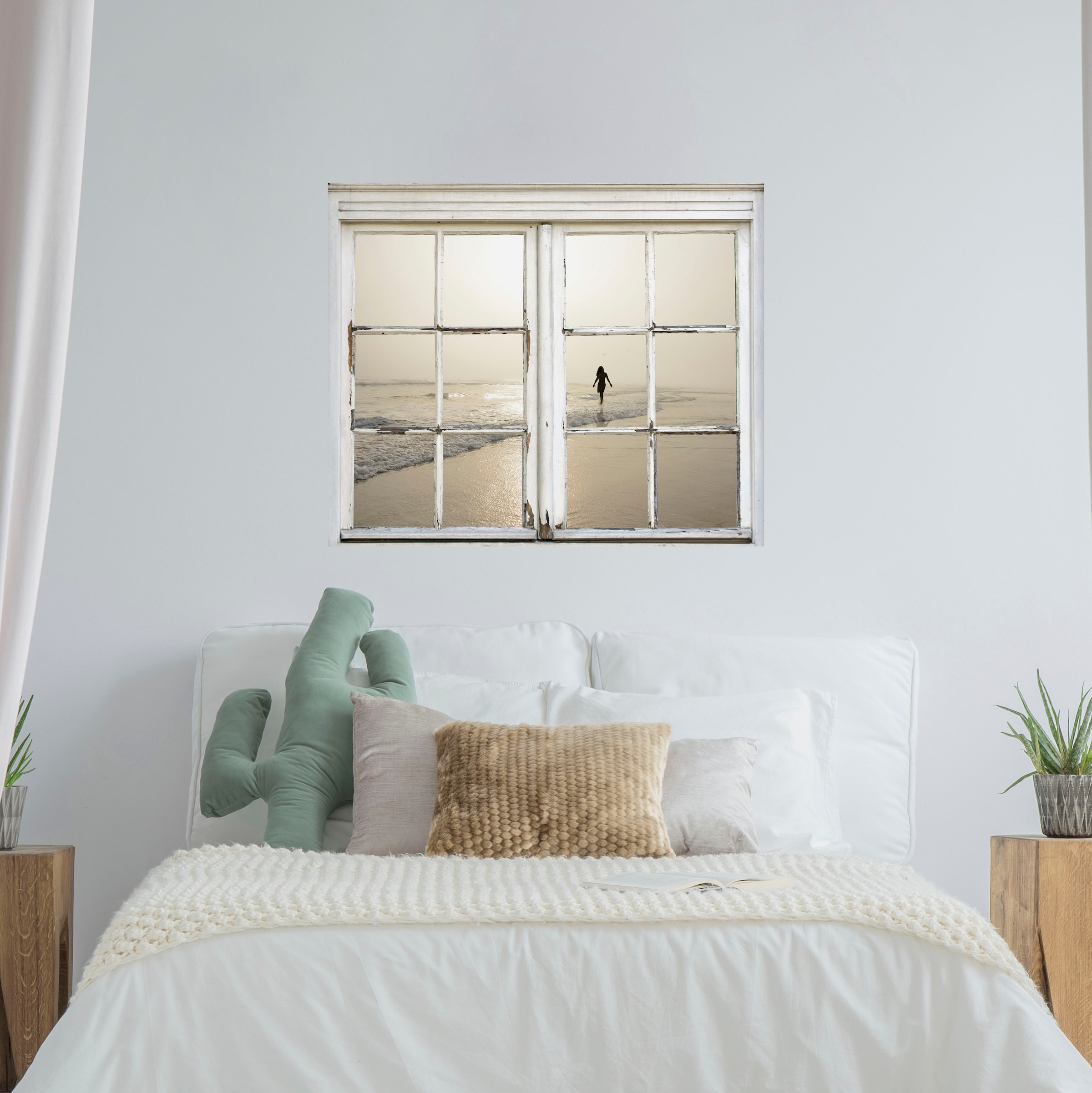 queence Autocollants muraux »Frau am Strand« Wandsticker, Wandbild, selbstklebend, Strand, Frau