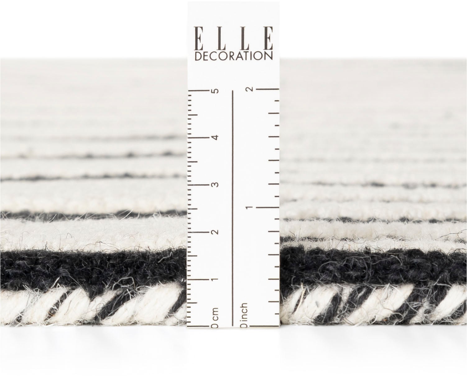 ELLE DECORATION Wollteppich »Pulse« rechteckig 12 mm Höhe Wolle, Natur, Wohnzimmer, schwarz weiss, Modern, Geometrisch, Streifen