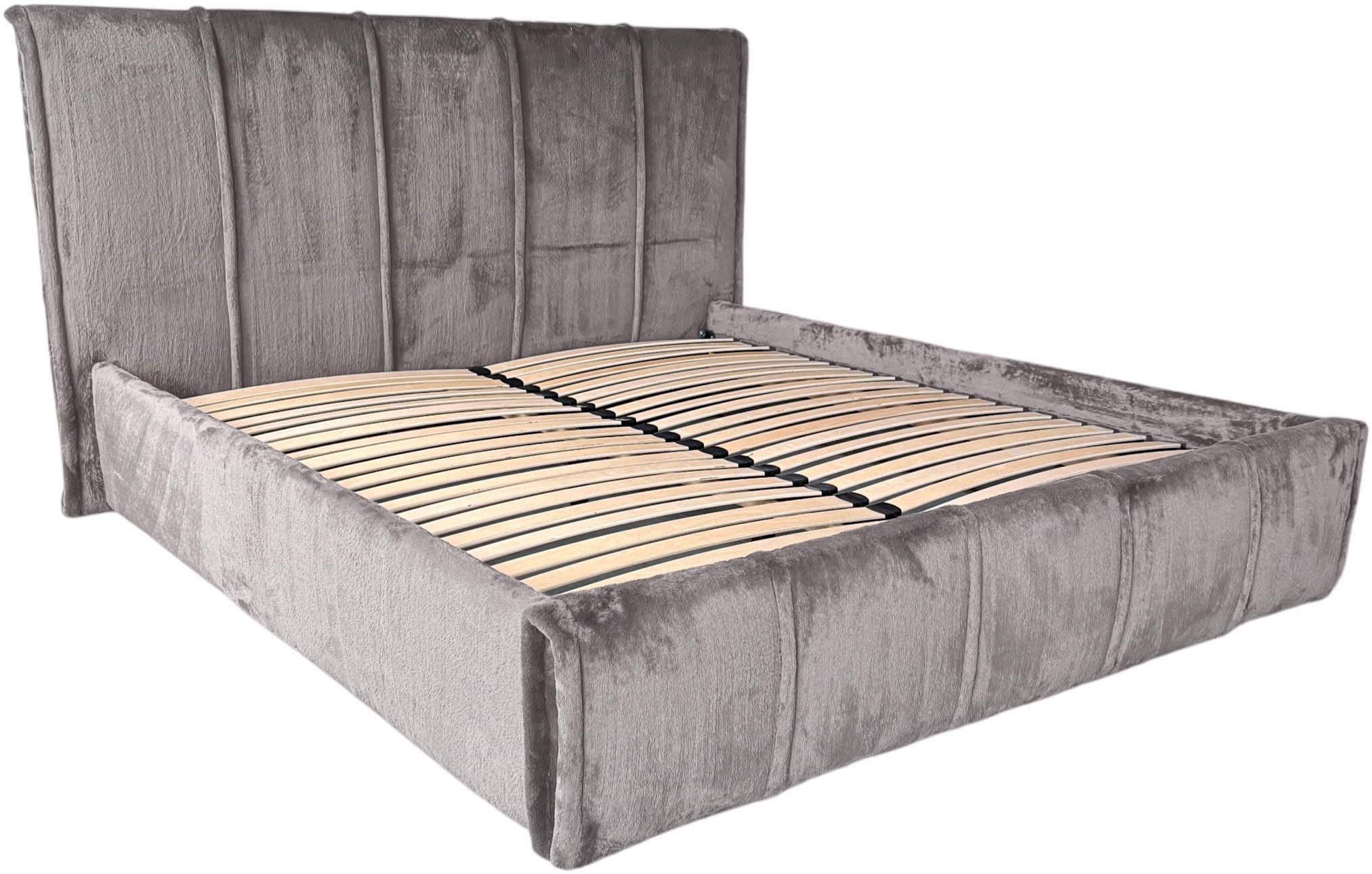 GOODproduct Lit rembourré »EVELLINA in der Grösse 180x200 cm, mit flauschigem Stoff bezogen« au choix avec sommier à lattes et matelas King (28cm)