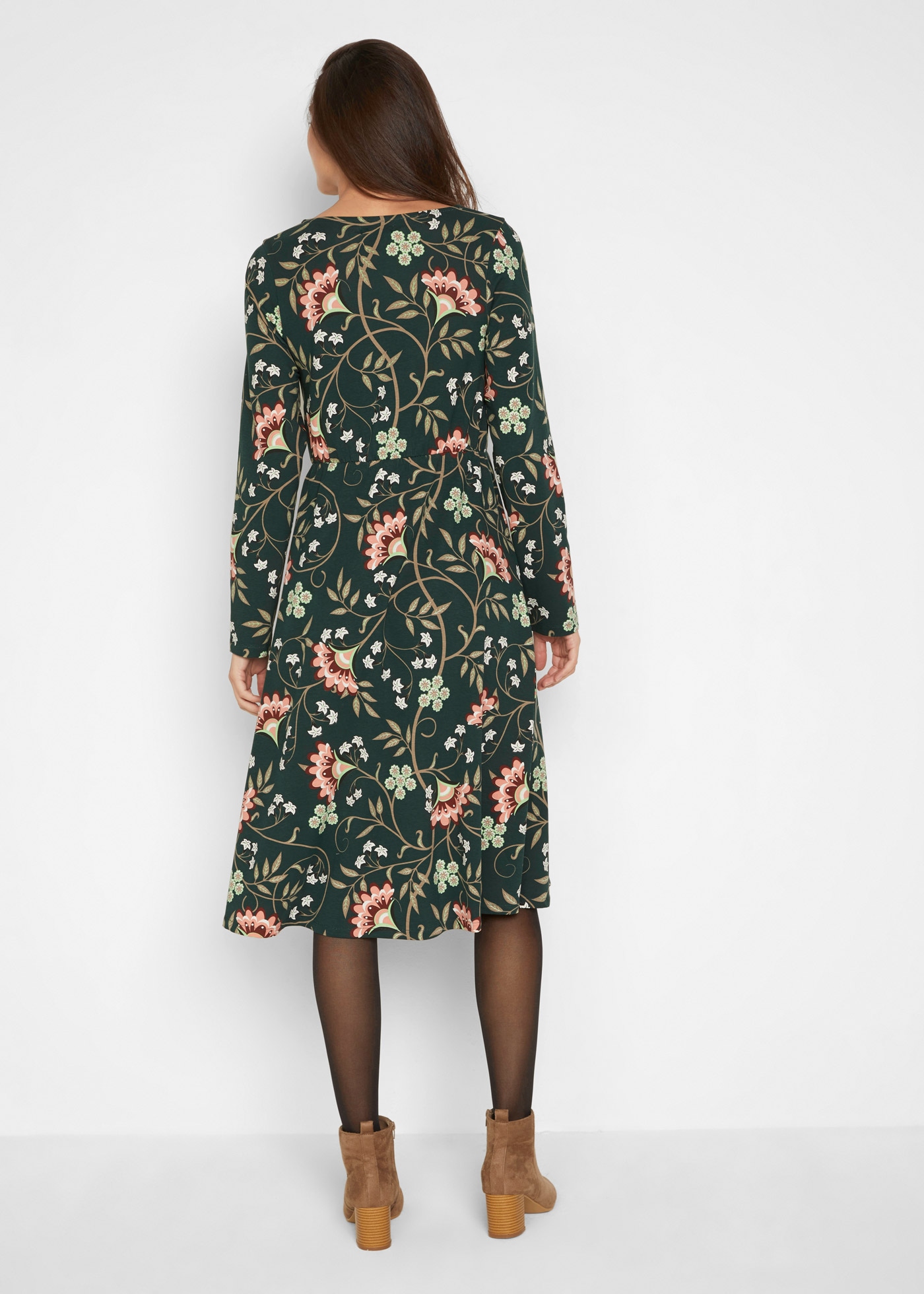 bonprix Jerseykleid »Baumwoll-Jerseykleid in Wickeloptik« für Alltag, aus Baumwolle und Elasthan, mit Wickeloptik