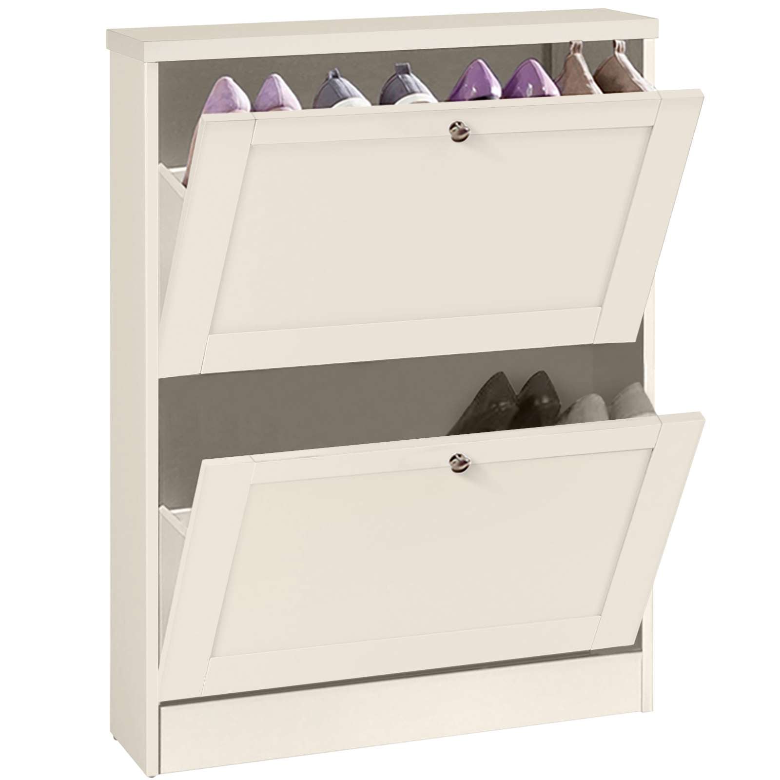 GOODproduct Armoire à chaussures »Heide« Largeur 70 cm, avec 2 volets et façade facettée