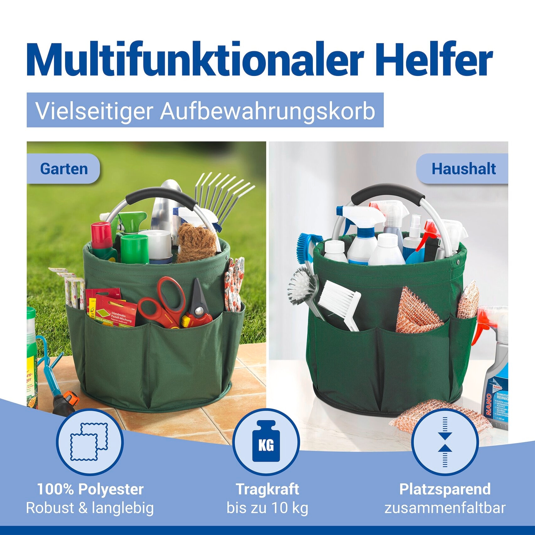 Maximex Organizer »Universal-Reinigungs-Caddy« Allzweckkorb mit 6 Aussentaschen, ideal für Haushalt, Garten & Camping