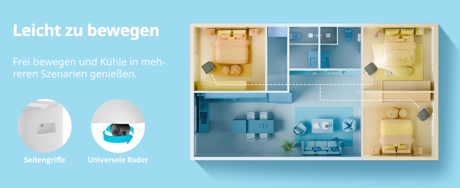 comfee 3-in-1-Klimagerät »»Easy Cool 9000« starker Luftstrom, App und Sprachsteuerung möglich« für Räume bis zu 33 m², mit Temperatursensor