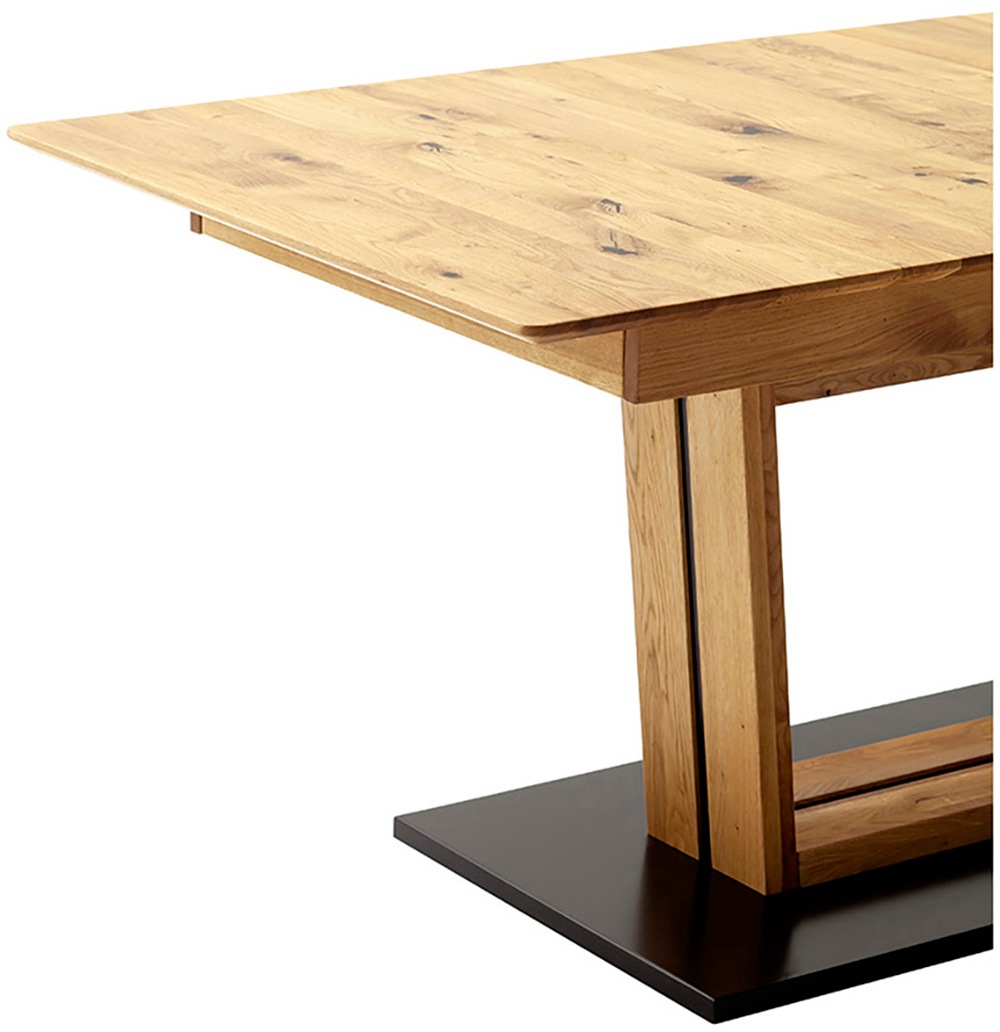 MCA furniture Table de salle à manger »Morena Säulentisch Komfort Tisch« Synchronauszug,ausziehbar,Wildeiche,massiv,geölt,XXL
