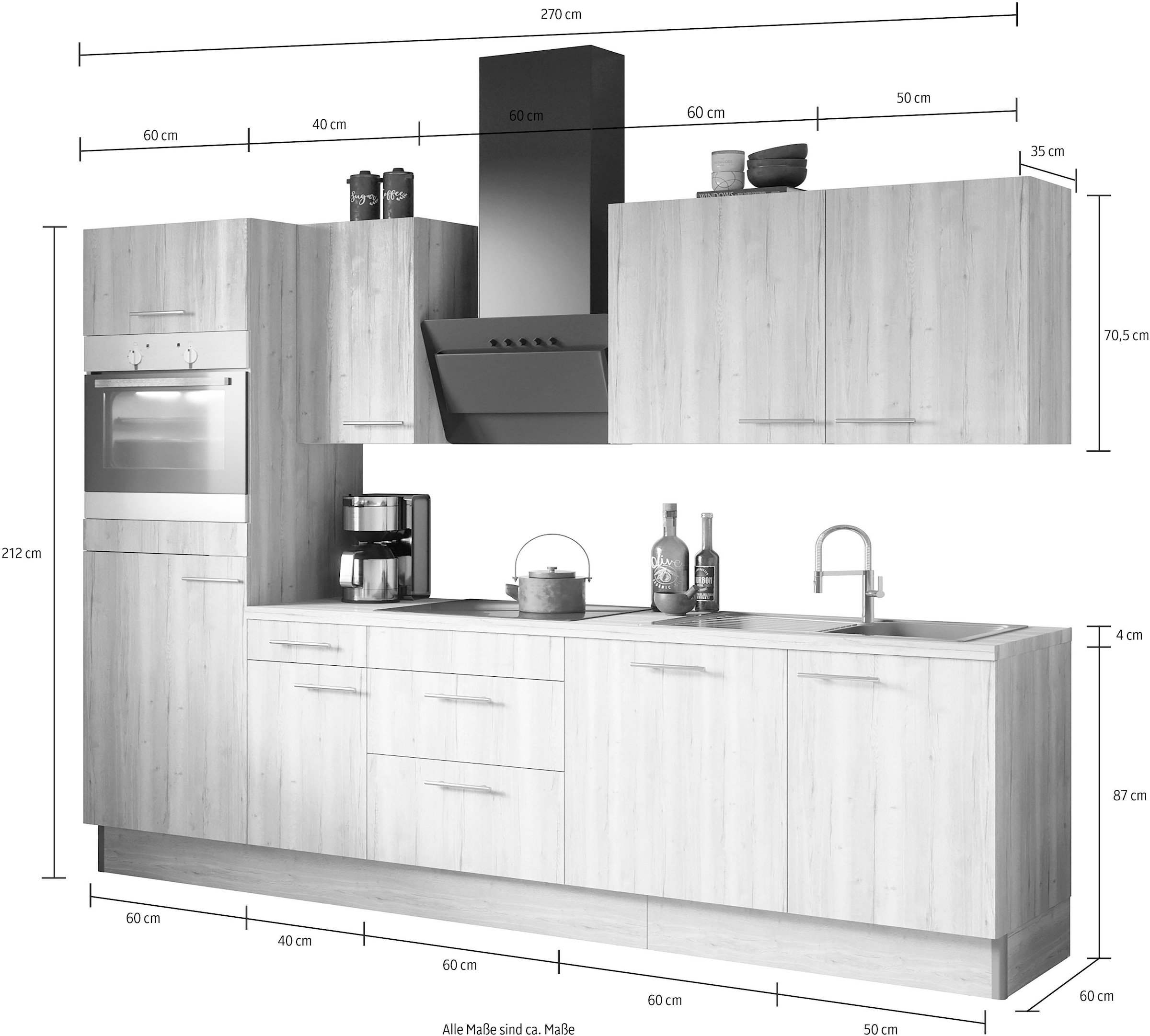 OPTIFIT Cuisine »Klara« Largeur 270 cm, avec appareils électriques en option