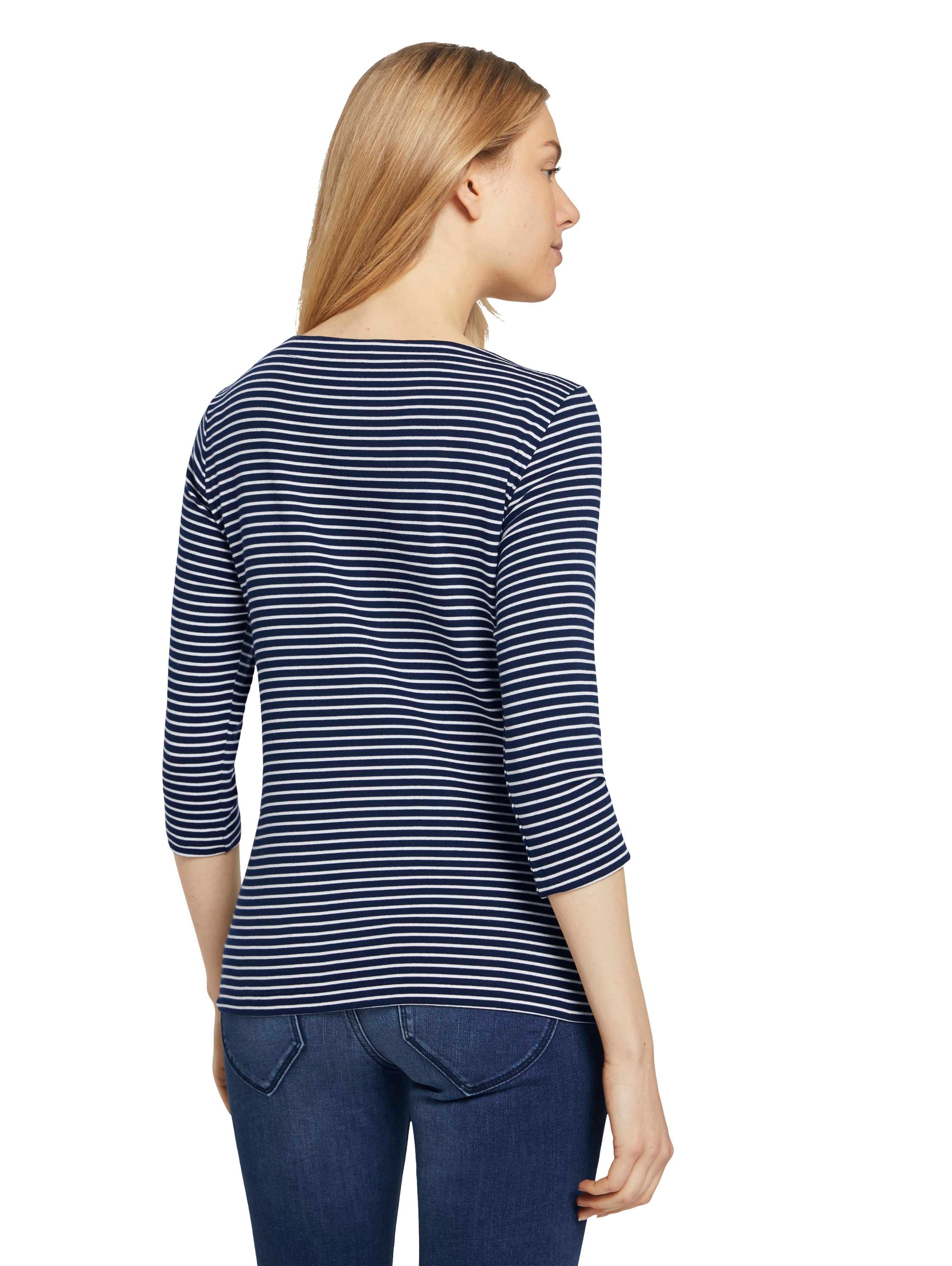 TOM TAILOR T-shirt à manches 3/4 mit Streifenmuster
