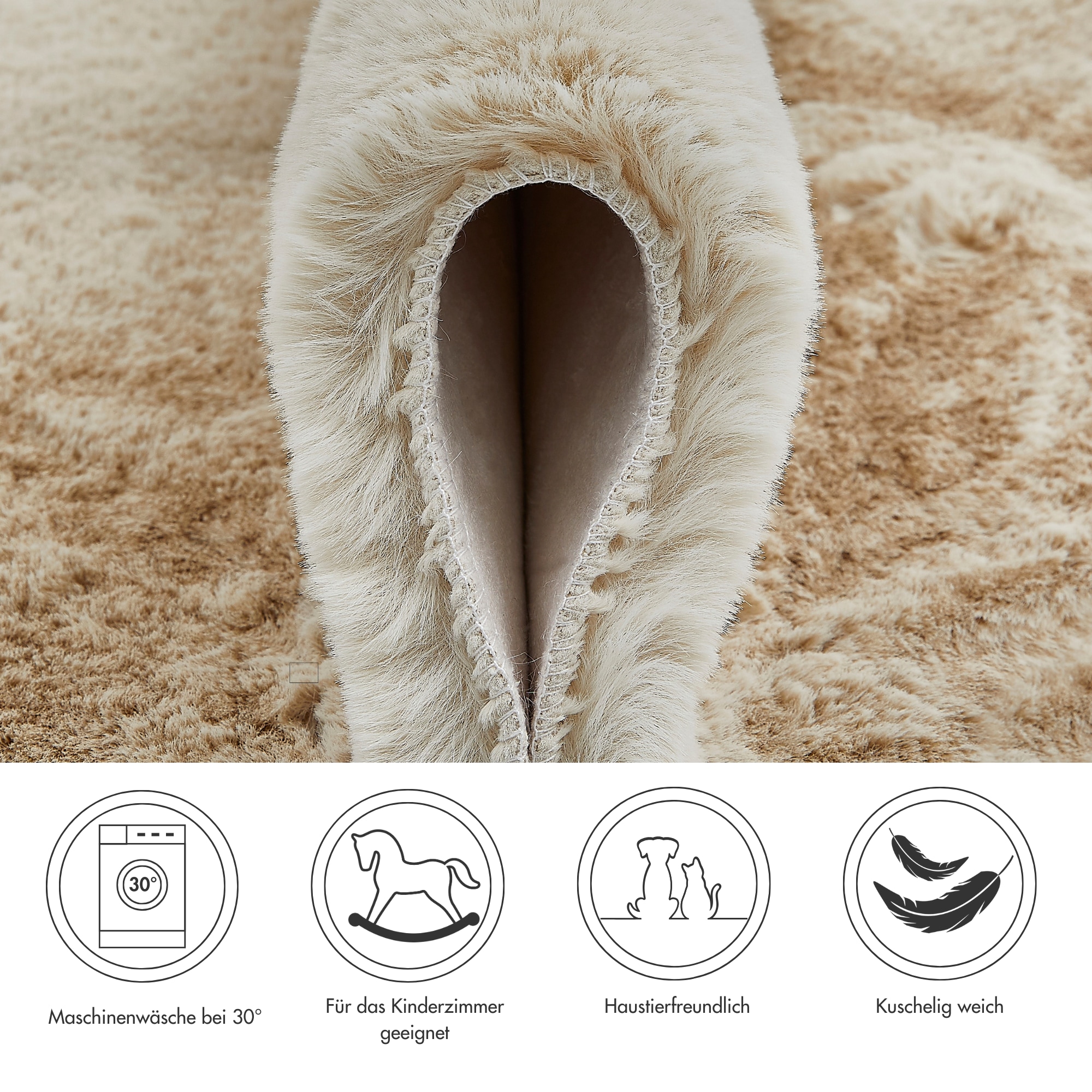 my home Fellteppich »Lugano« fellförmig 30 mm Höhe Kunstfell, Uni Farben, weich & kuschelig, auch als 2er Set erhältlich