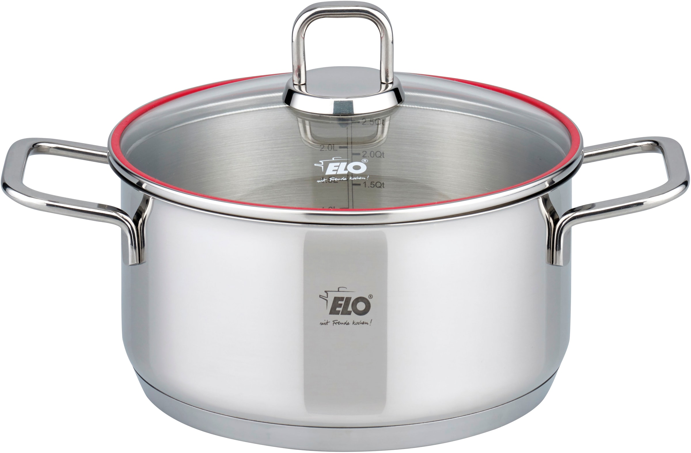 Elo Set de casseroles »Excellent« Set, Bratentopf Ø 20 cm, je 1 Fleischtopf Ø 16/20/24 cm, Kasserolle Ø 16 cm, 6 cuis tlg. inkl. Untersetzer, mit Literskala, Induktion