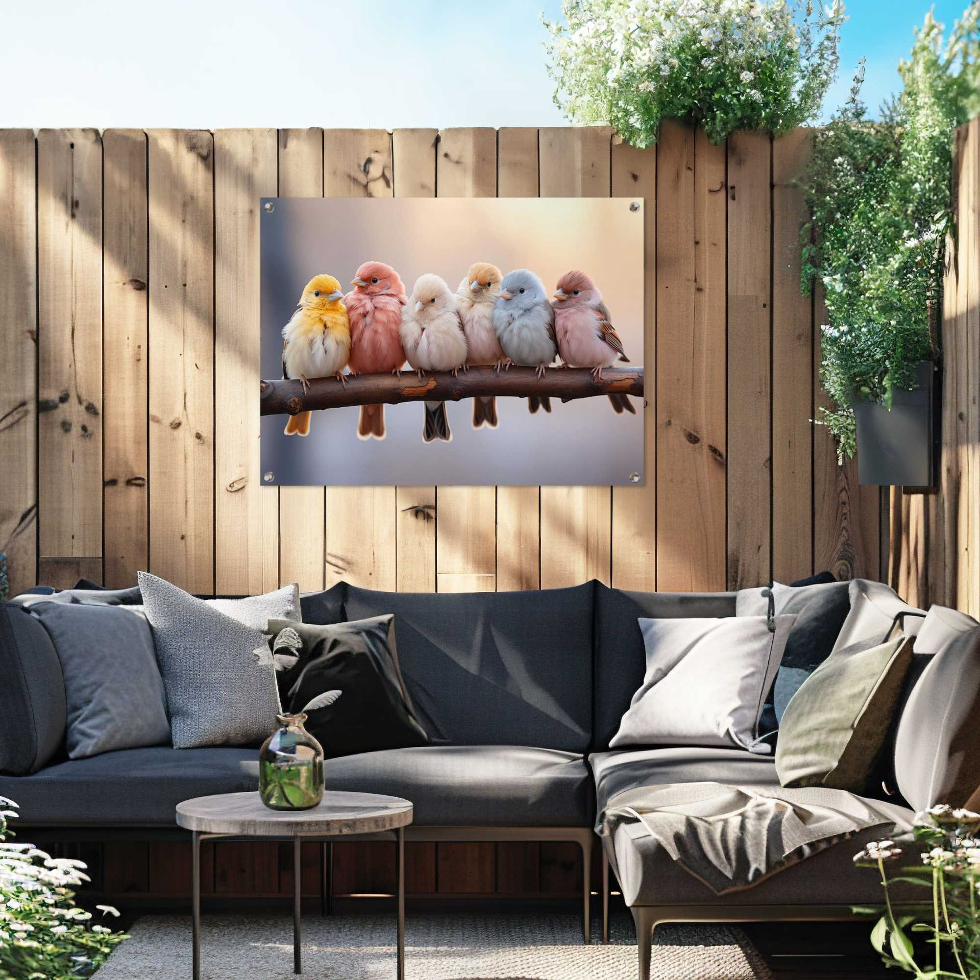 Reinders! Poster »Pastel Birds« Garten - Gartenvögel - Mehrfarbig - Leinwand - Tiere - 80x60 cm