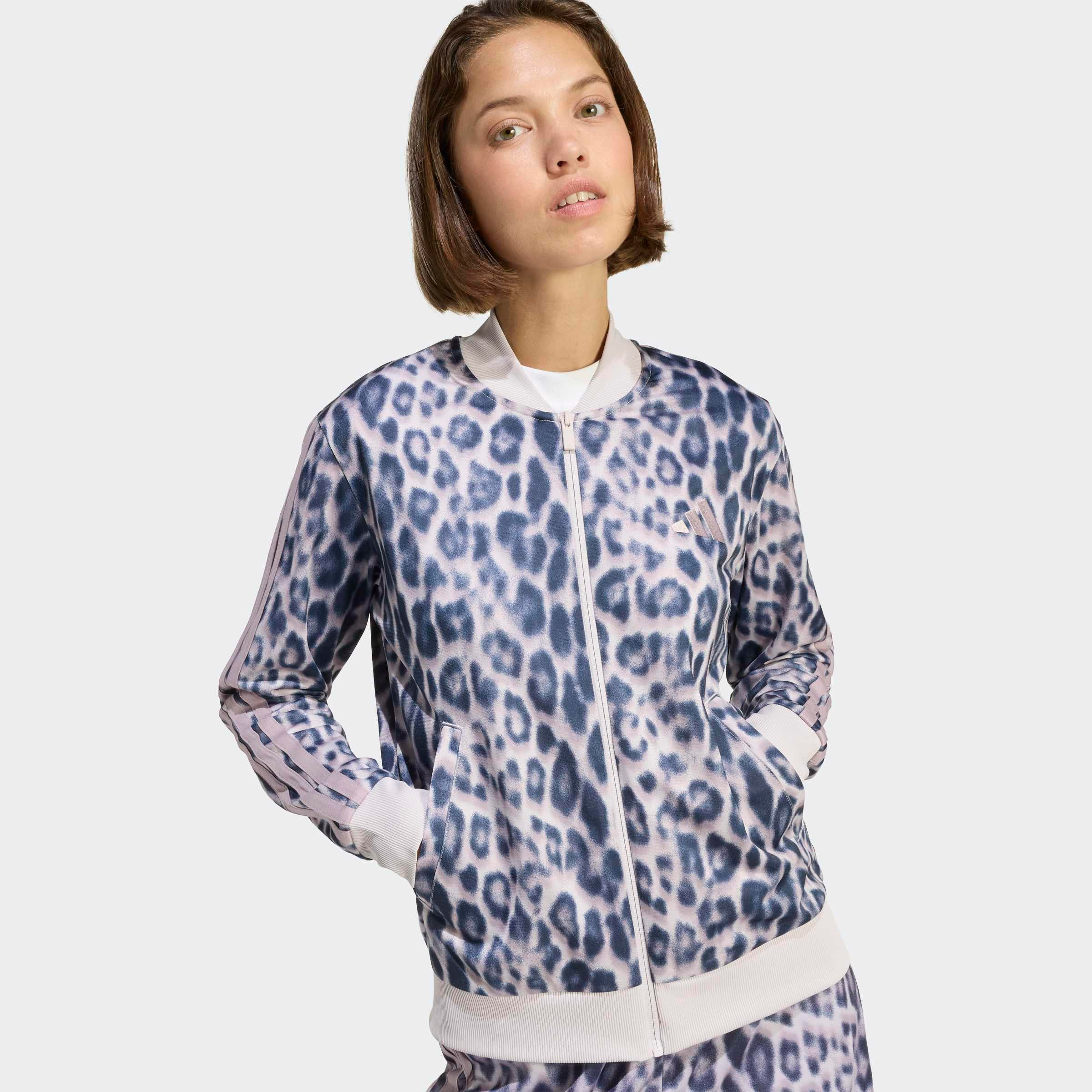 adidas Sportswear Combinaison d'entraînement »W 3S TR TS FULL« 2 pièces mit durchgehendem Reissverschluss, mit Stehkragen, mit Allover-Print