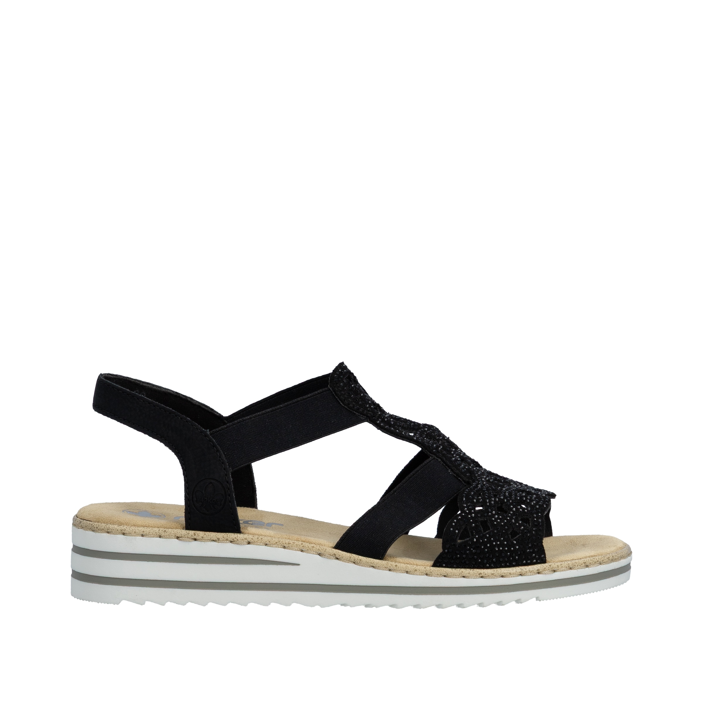 Rieker Sandale  Keilsandalette, Sommerschuh, Urlaubsschuh mit Glitzersteine