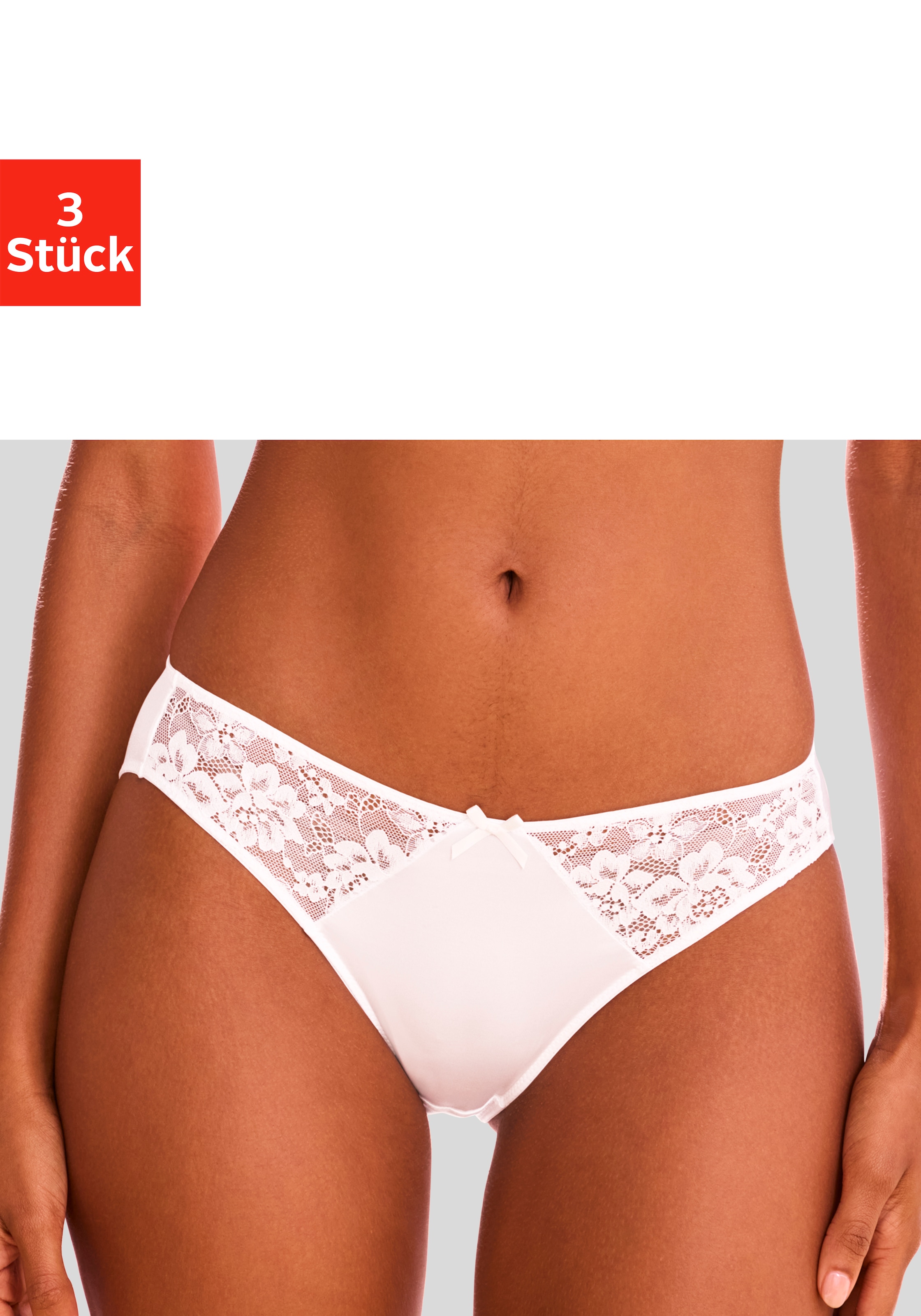 petite fleur by Lascana Slip Packung, 3 Stück,  mit Spitzeneinsätzen