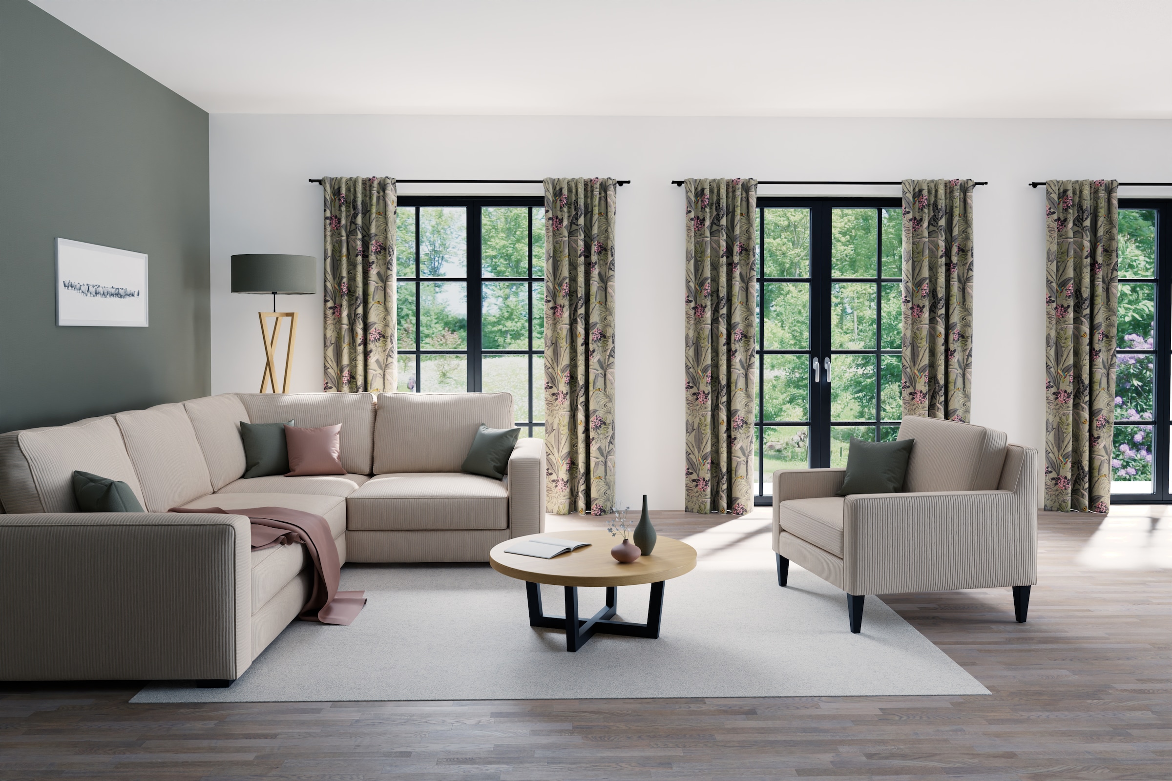 HOMING Rideau »Kelani« Boucles cachées 1 cuis tlg. blickdicht, floral, Blumen, Wohnzimmer, Schlafzimmer