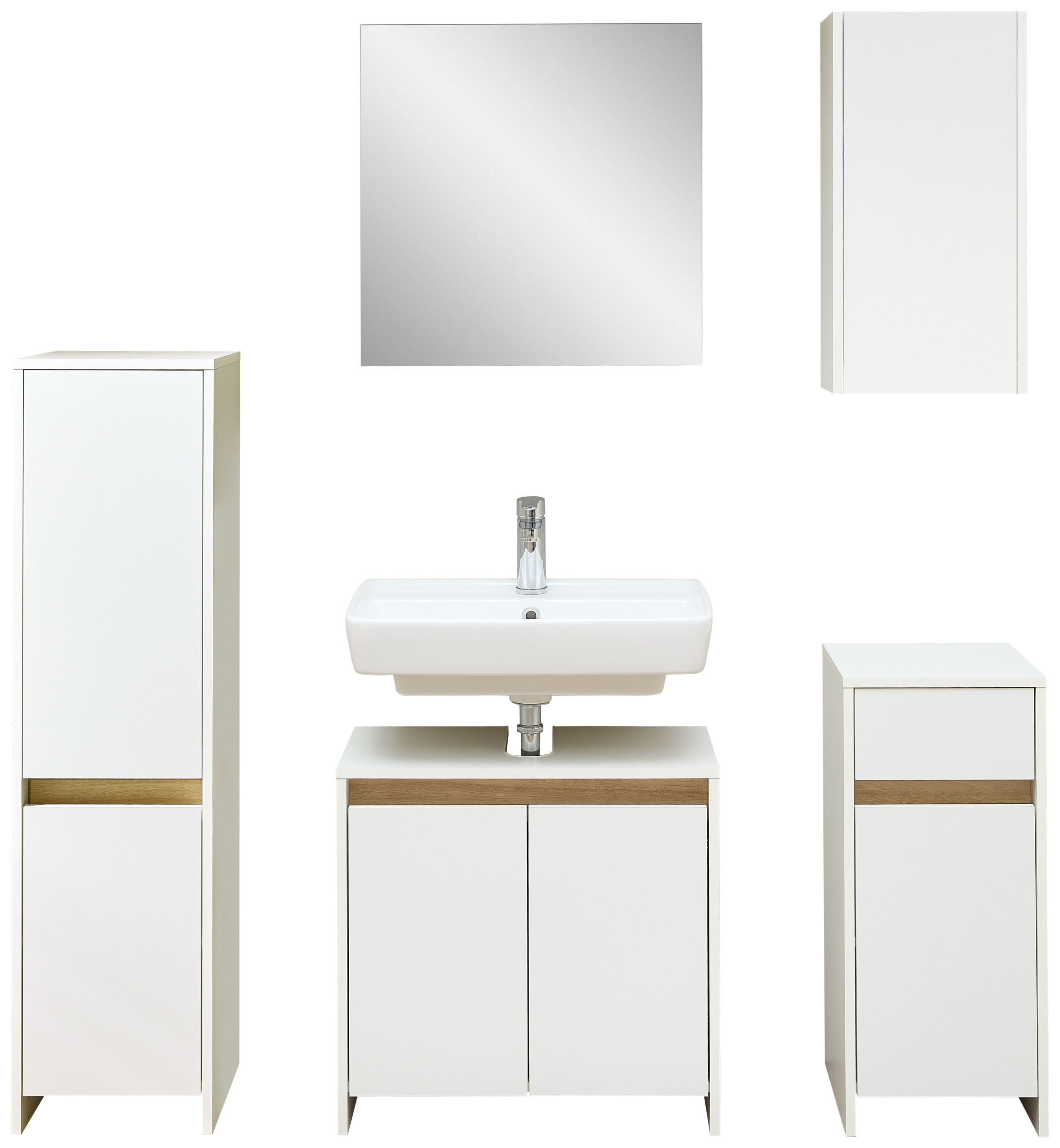 Saphir Ensemble de meubles de salle de bain »Quickset 100, 5-teilig, mit Holzeinlegeböden, 94cm breit« 5 cuis tlg.