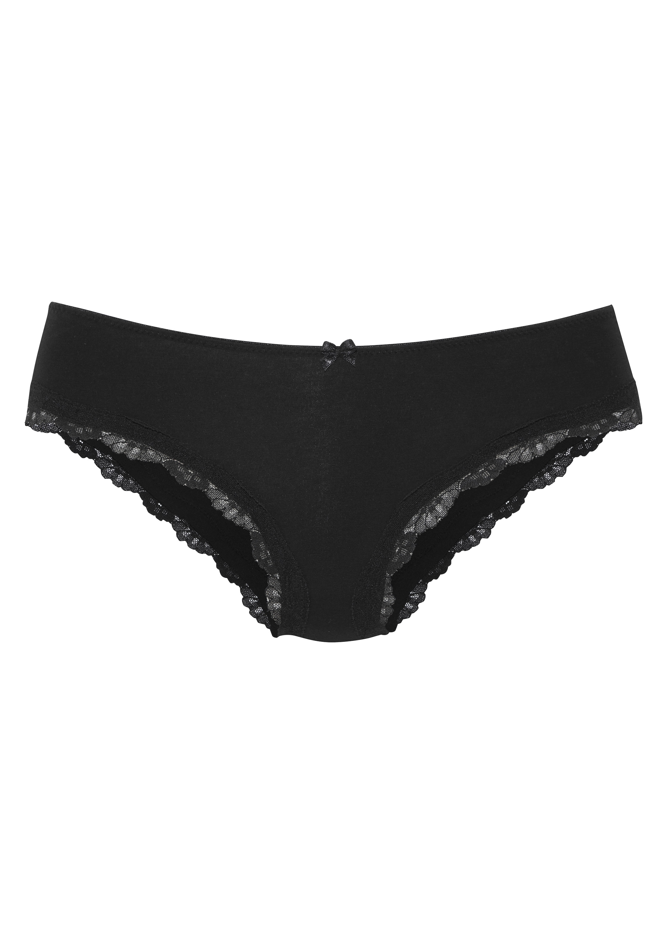 LASCANA Slip pack de 3,  en coton extensible avec une fine dentelle