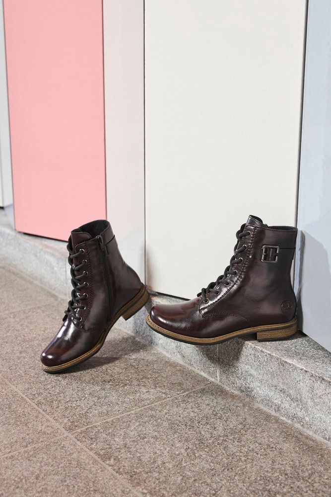 Rieker Schnürstiefelette  Schnürboots, Blockabsatz, mit Reissverschluss für leichtes Anziehen