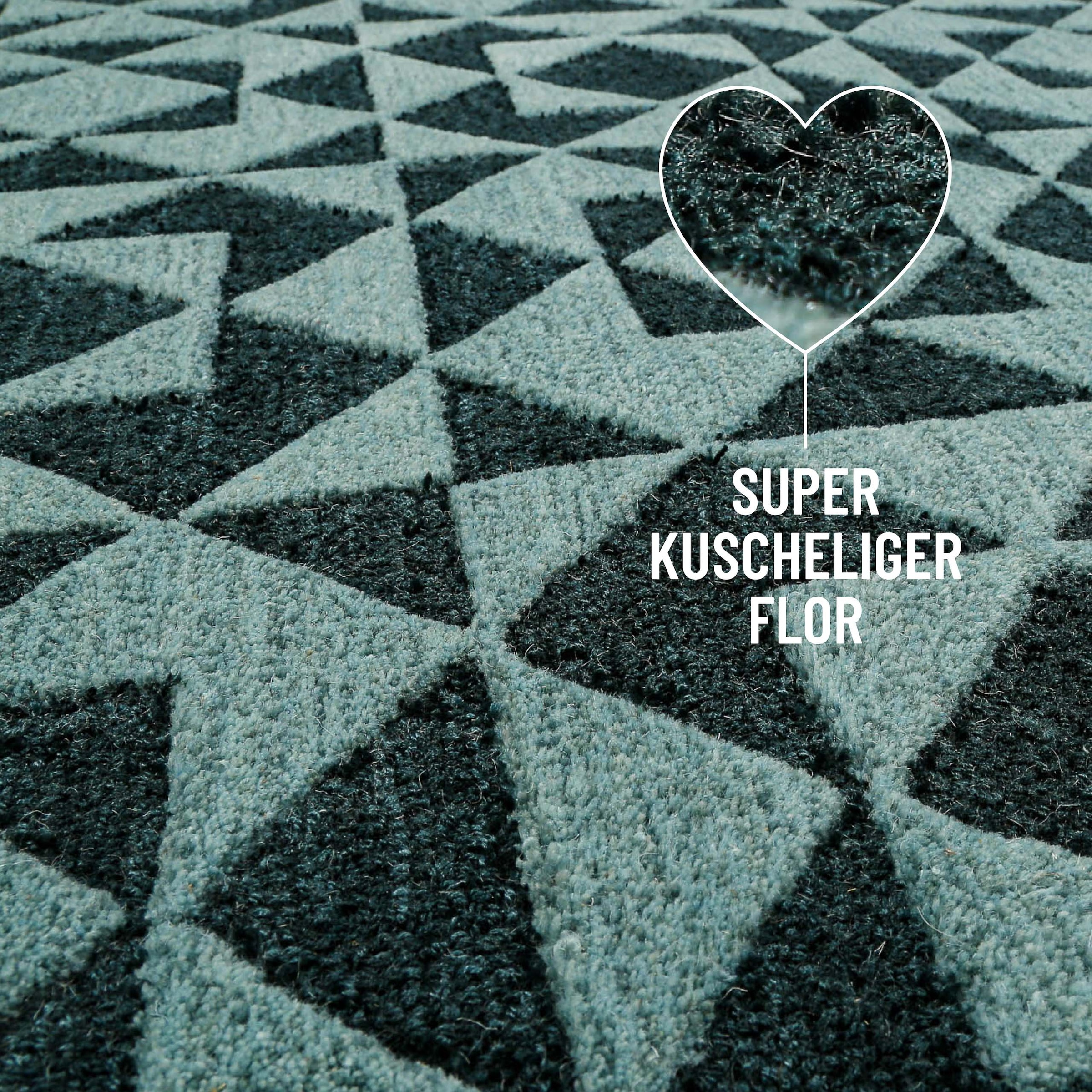 Wecon home Tapis »Downtown« Rectangulaire 10 mm Höhe handgefertigt, pflegeleicht, Fasermix, Wohnzimmer, Schlafzimmer